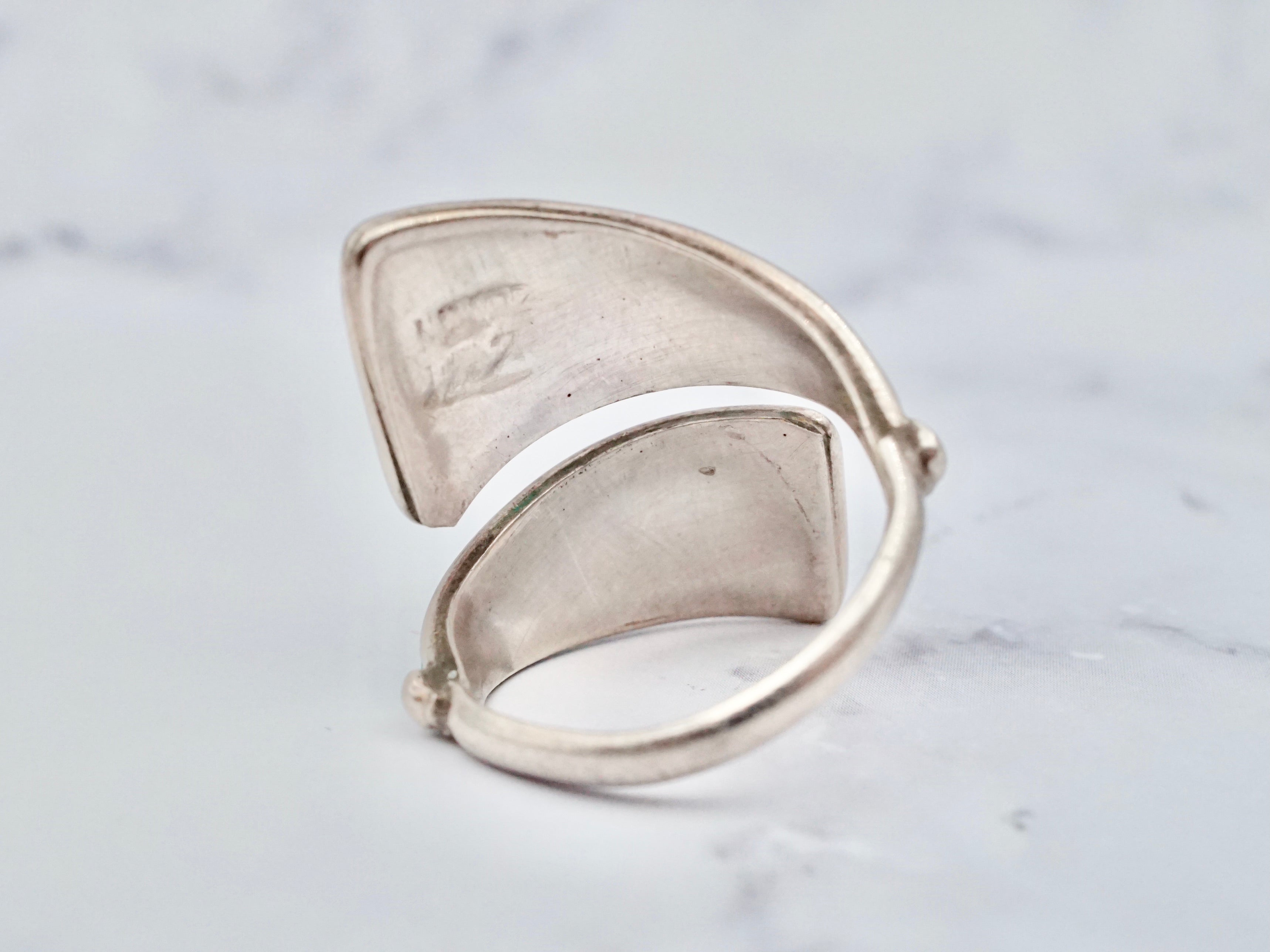 Vintage Zuni stone inlay sterling wrap ring, size 8