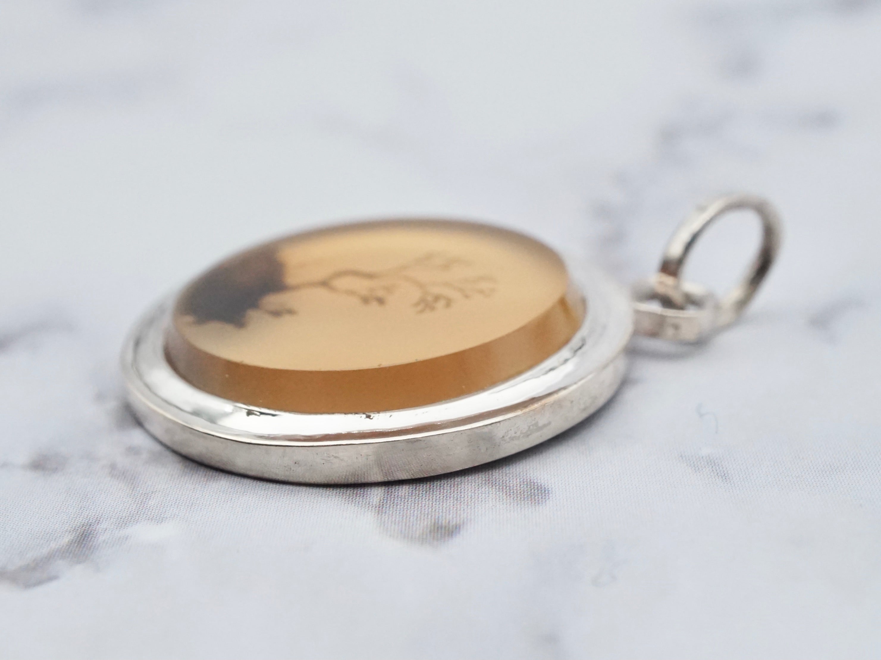 Vintage sterling and dendritic agate pendant