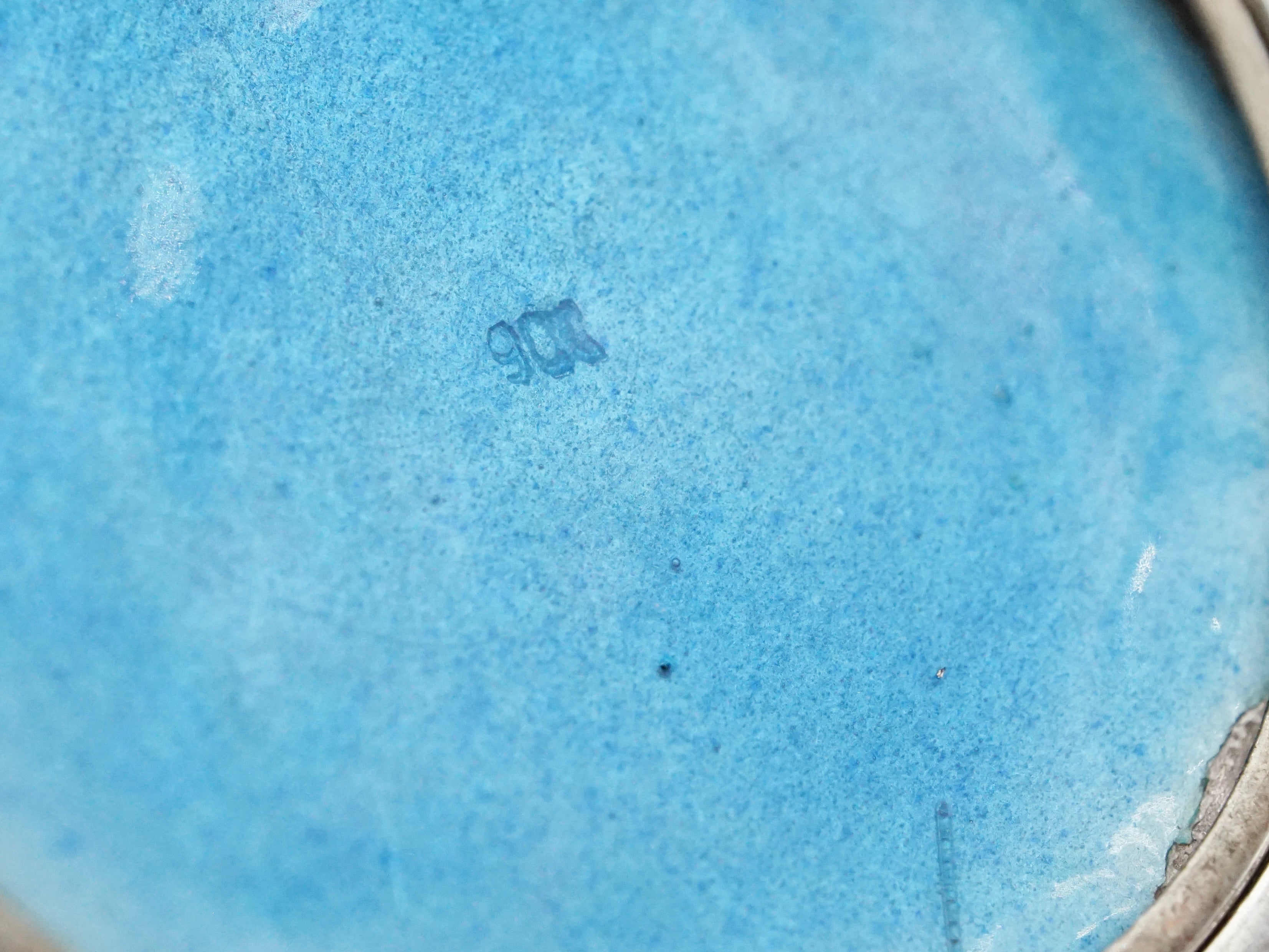 Antique .900 silver hand-painted yellow guilloche enamel locket with purple flowers