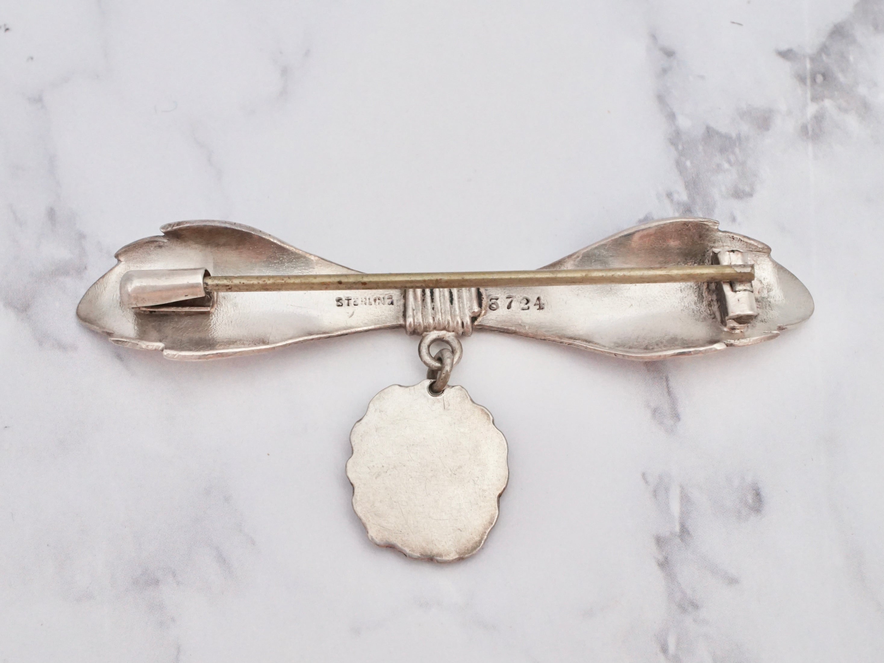 Antique Shiebler-style homeric sterling lily of the valley brooch