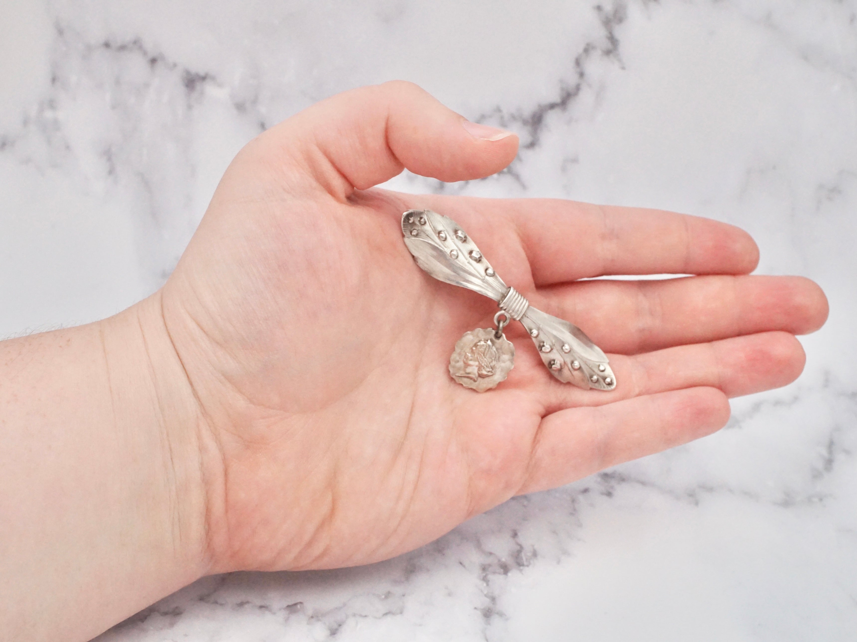 Antique Shiebler-style homeric sterling lily of the valley brooch