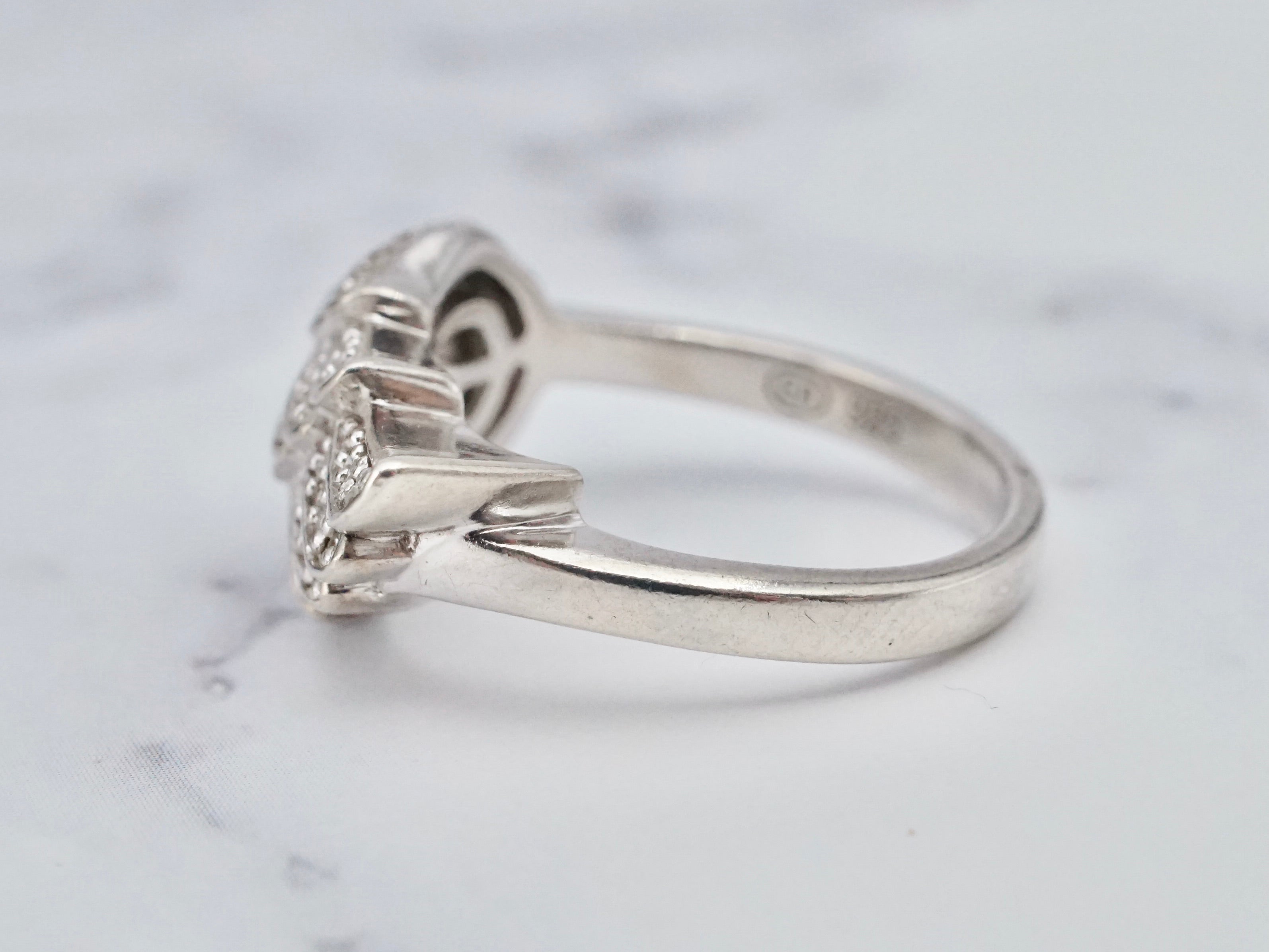 Vintage sterling wing ring with diamonds, size 6