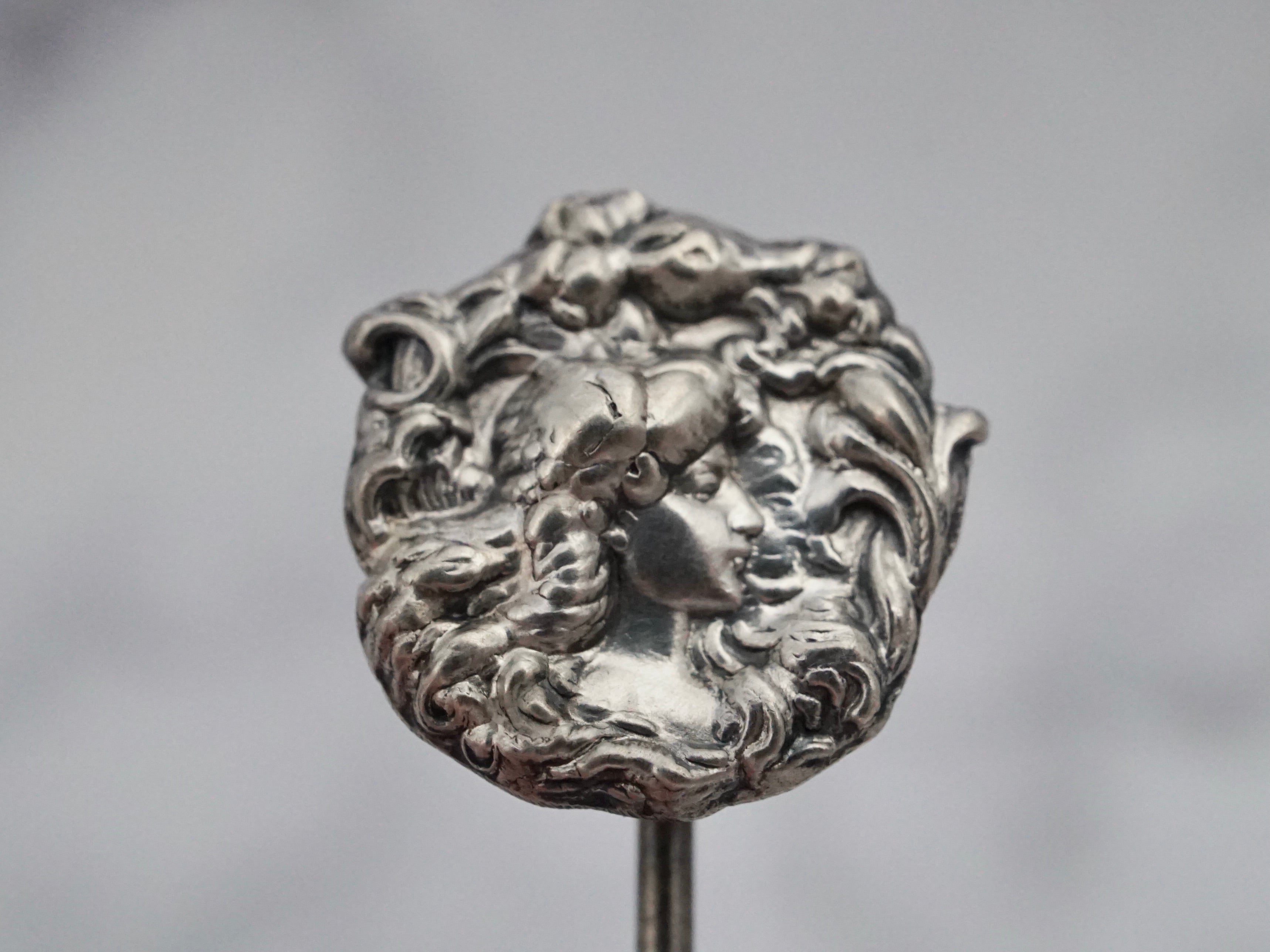 Antique Art Nouveau Goddess sterling stick pin