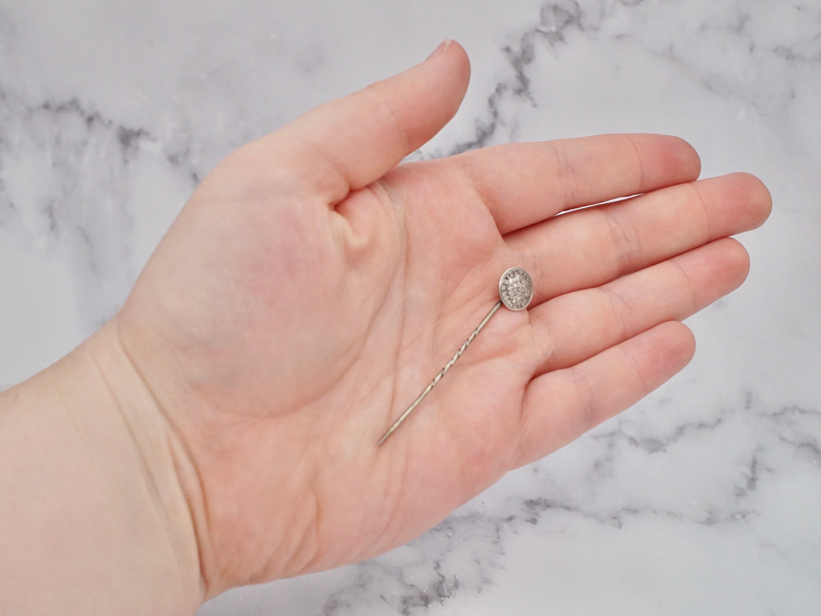 Antique Victorian sterling floral stick pin