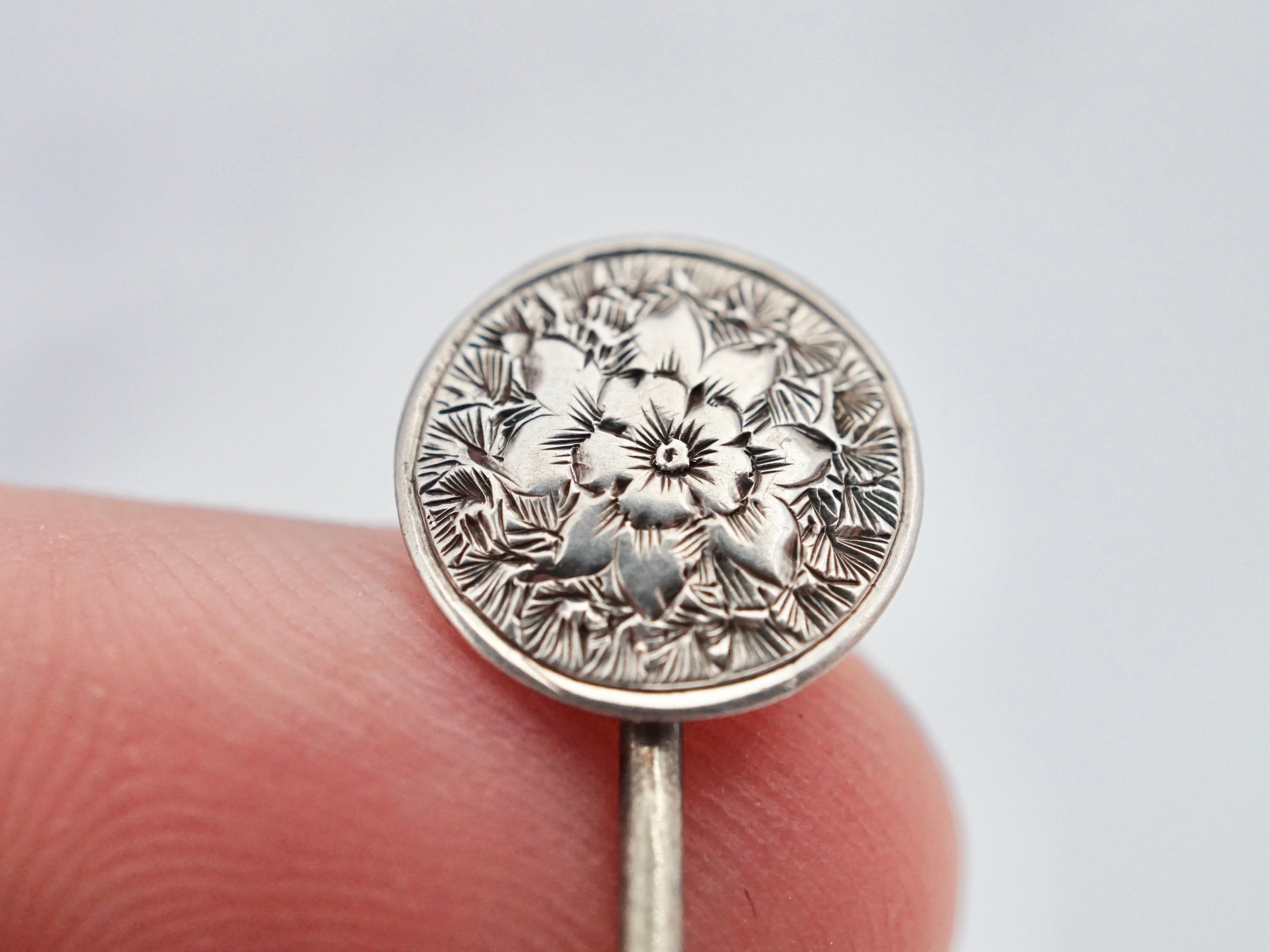 Antique Victorian sterling floral stick pin