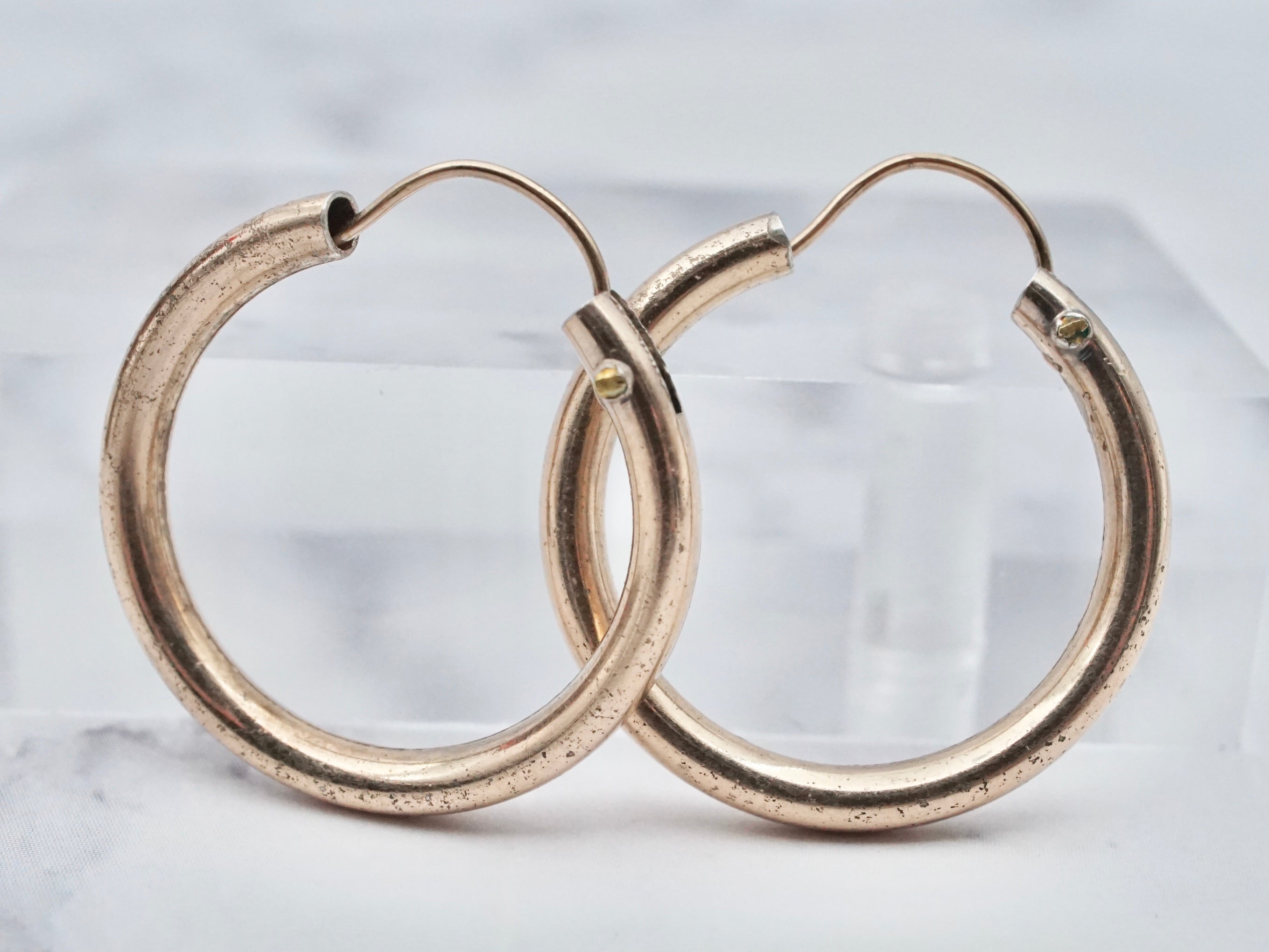 Vintage gold filled hoops with 10k gold hooks