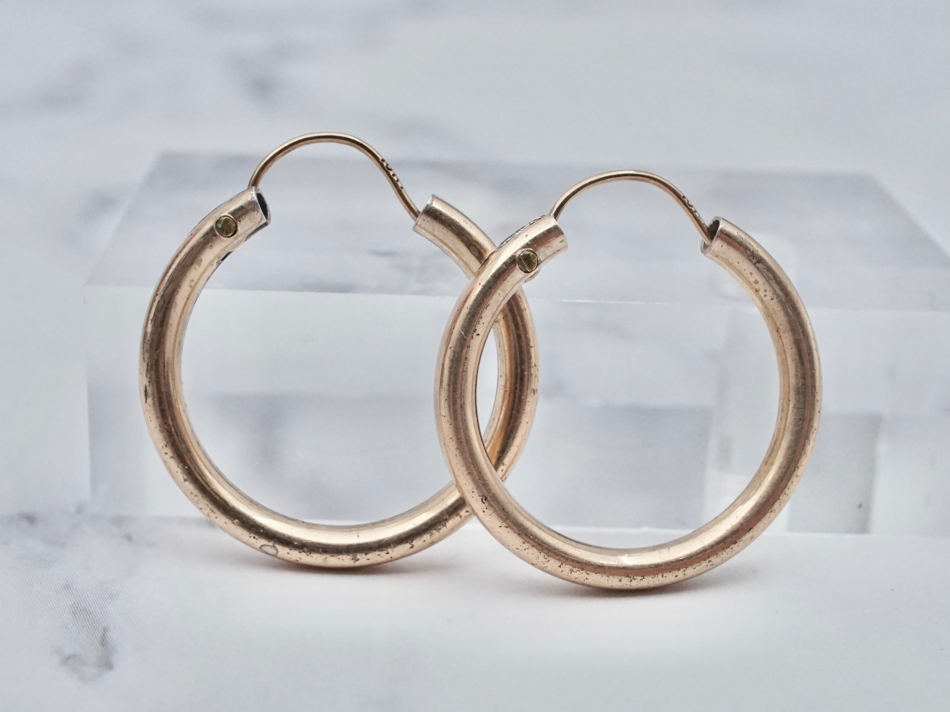 Vintage gold filled hoops with 10k gold hooks