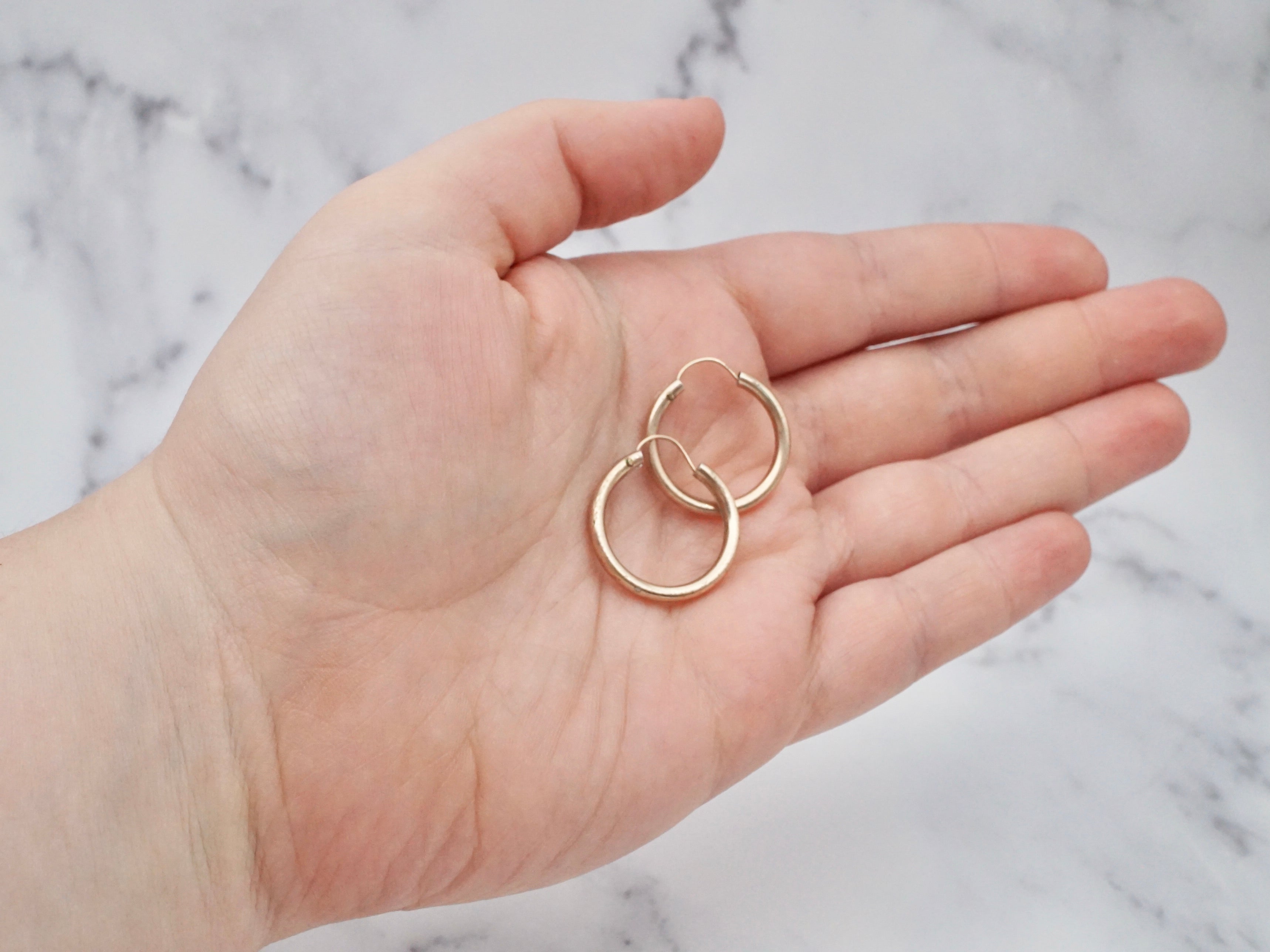Vintage gold filled hoops with 10k gold hooks