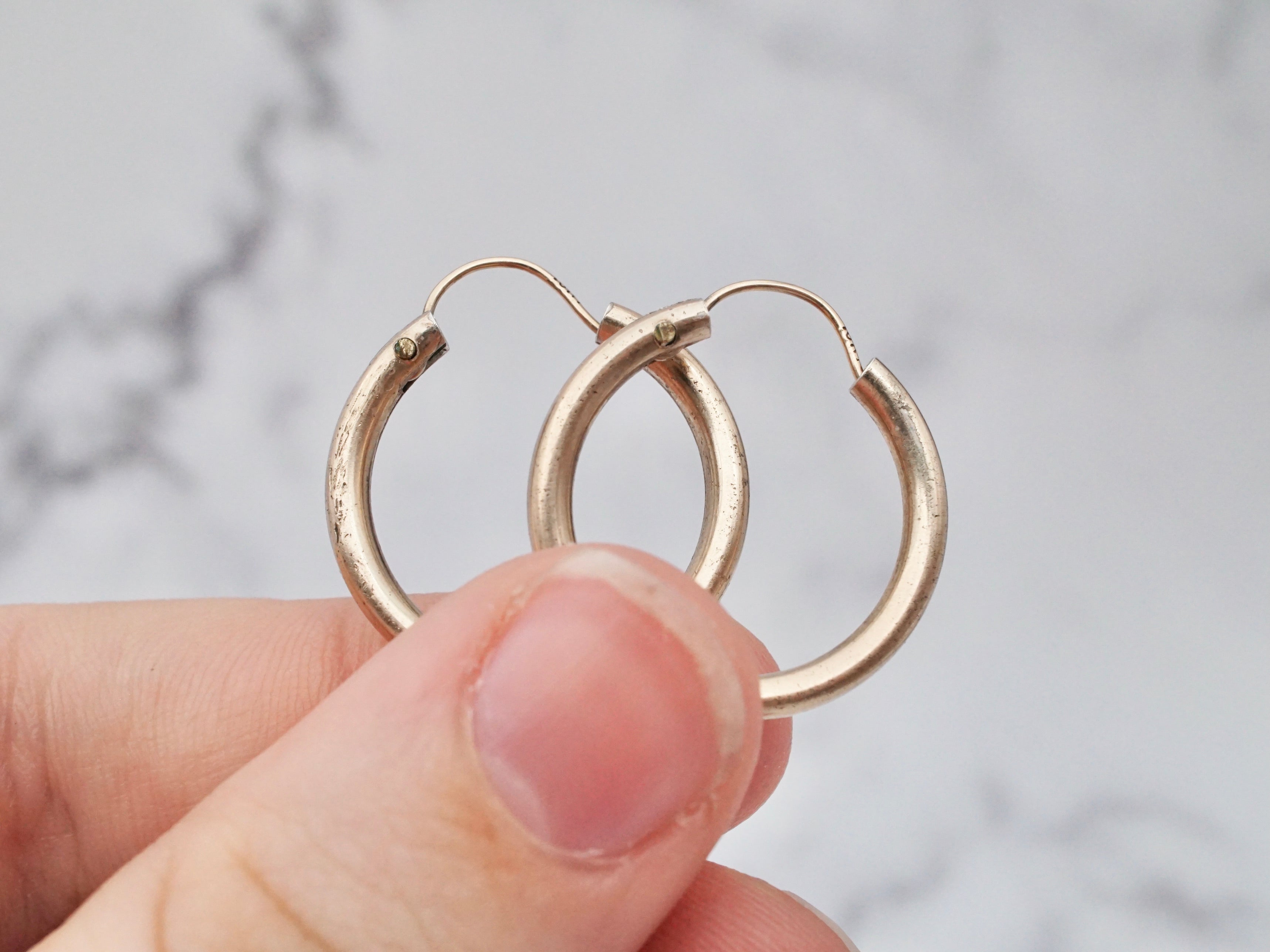 Vintage gold filled hoops with 10k gold hooks