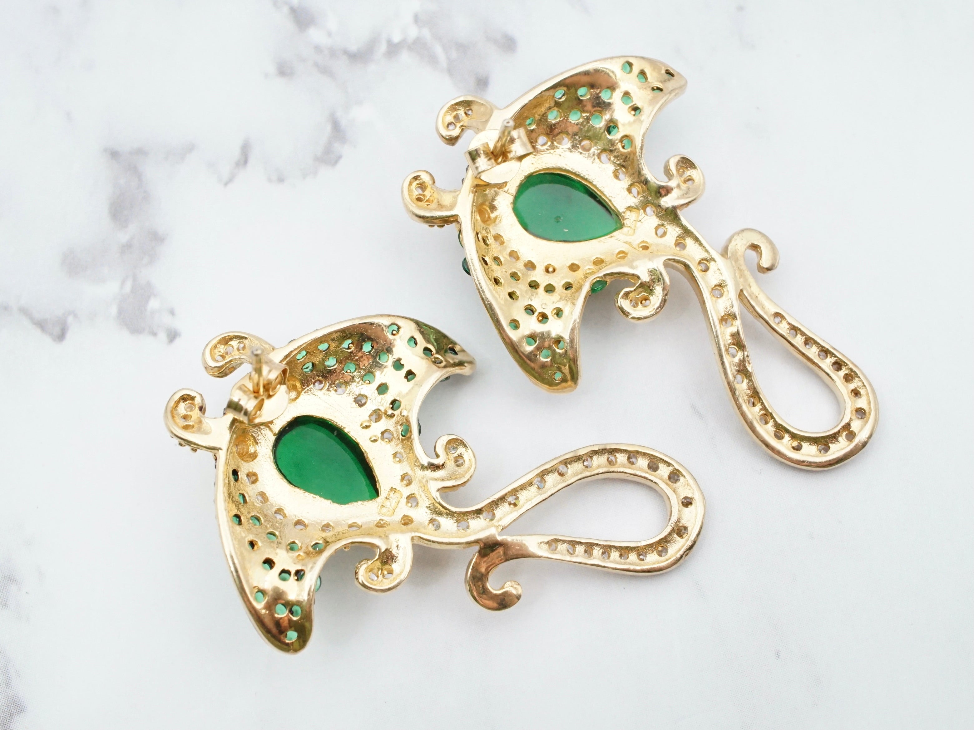 Vintage gold plated sterling and Swarovski crystal stingray earrings