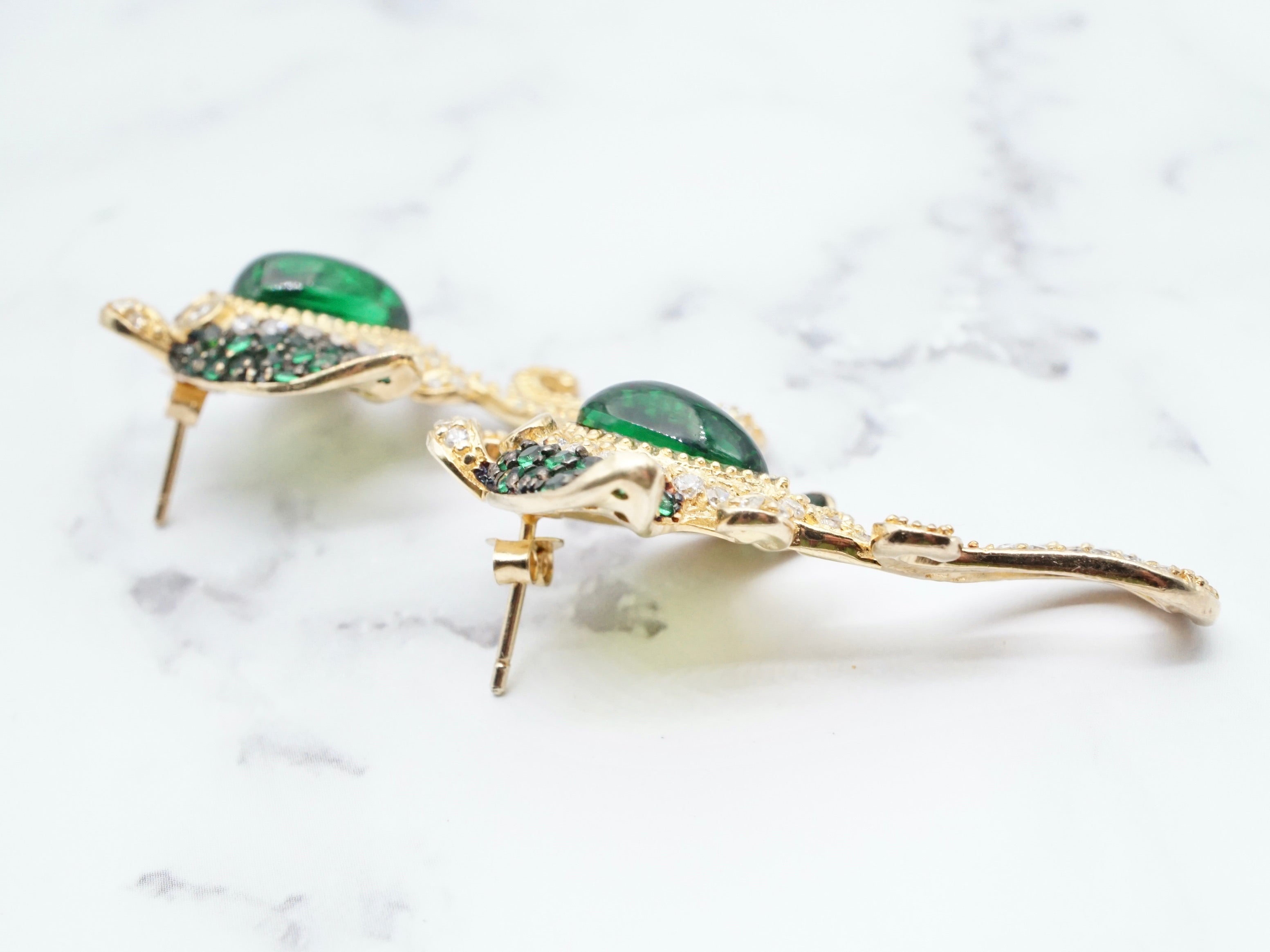 Vintage gold plated sterling and Swarovski crystal stingray earrings
