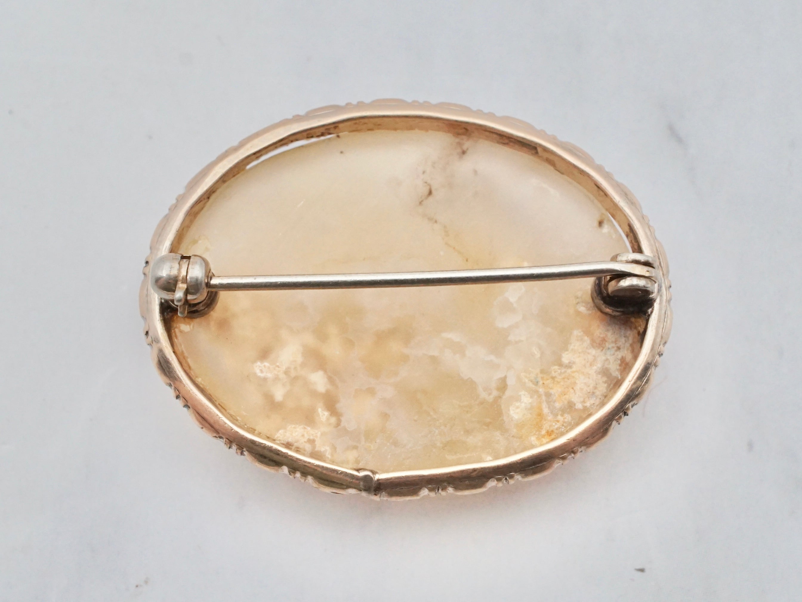 Antique Victorian 12k gold filled yellow dendritic agate brooch