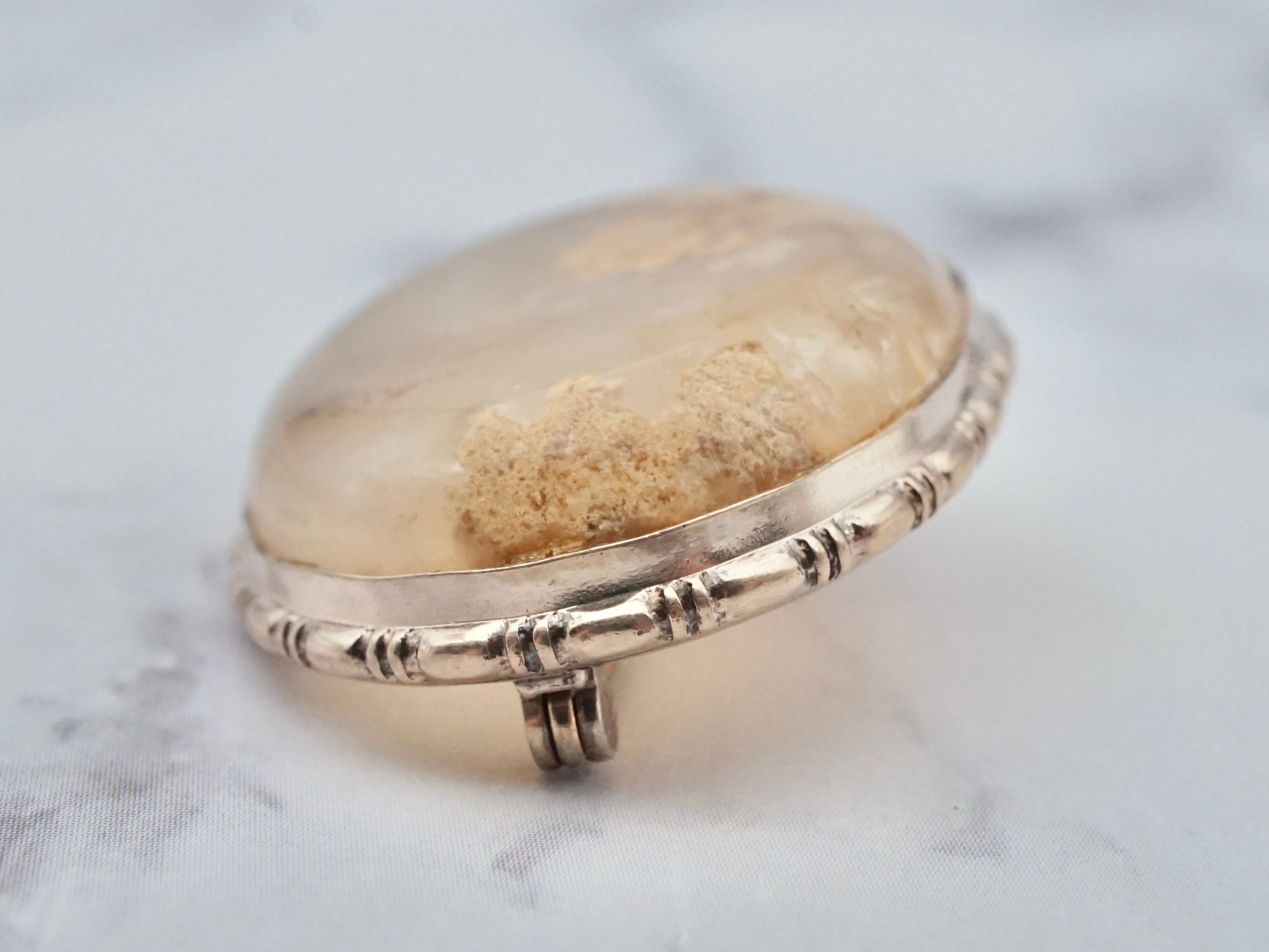 Antique Victorian 12k gold filled yellow dendritic agate brooch