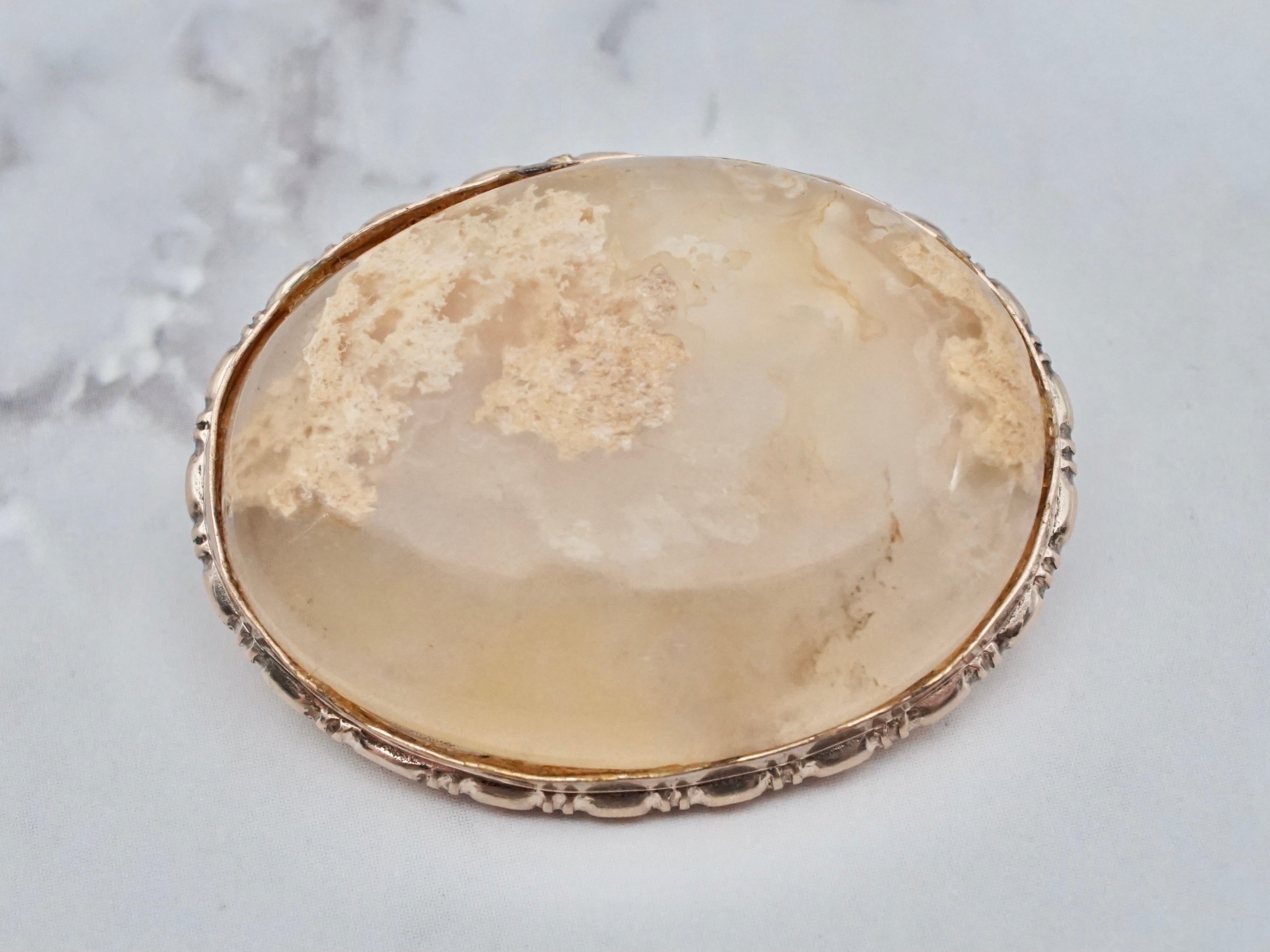 Antique Victorian 12k gold filled yellow dendritic agate brooch