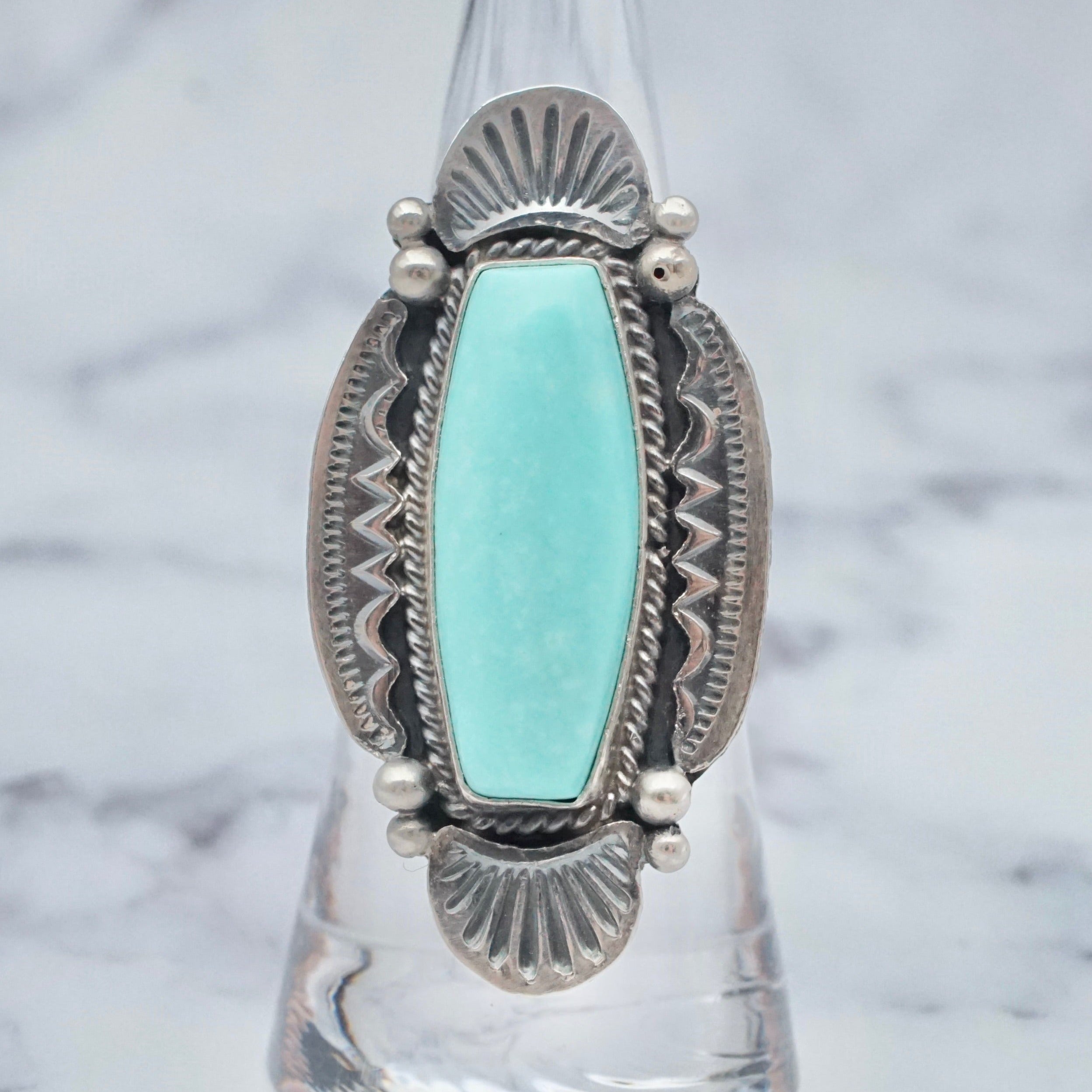 Vintage M&R Calladitto Navajo sterling and turquoise ring, size 7.5