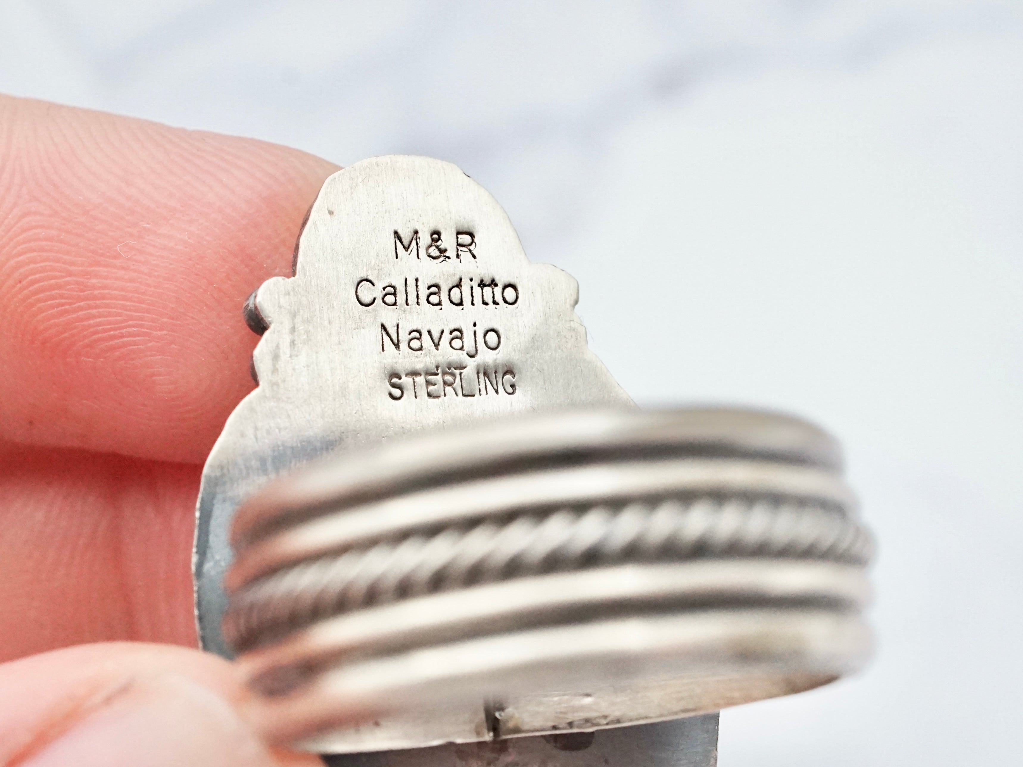 Vintage M&R Calladitto Navajo sterling and turquoise ring, size 7.5