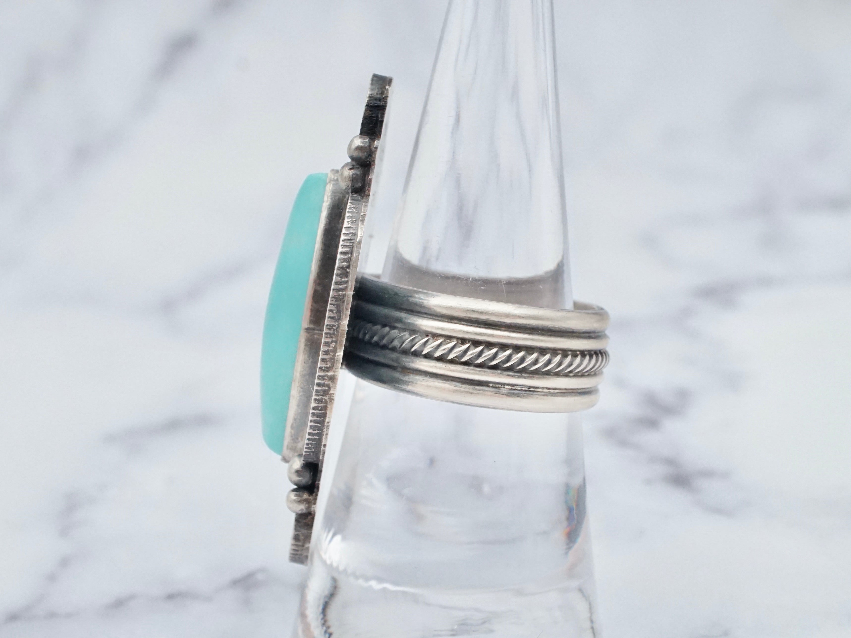 Vintage M&R Calladitto Navajo sterling and turquoise ring, size 7.5