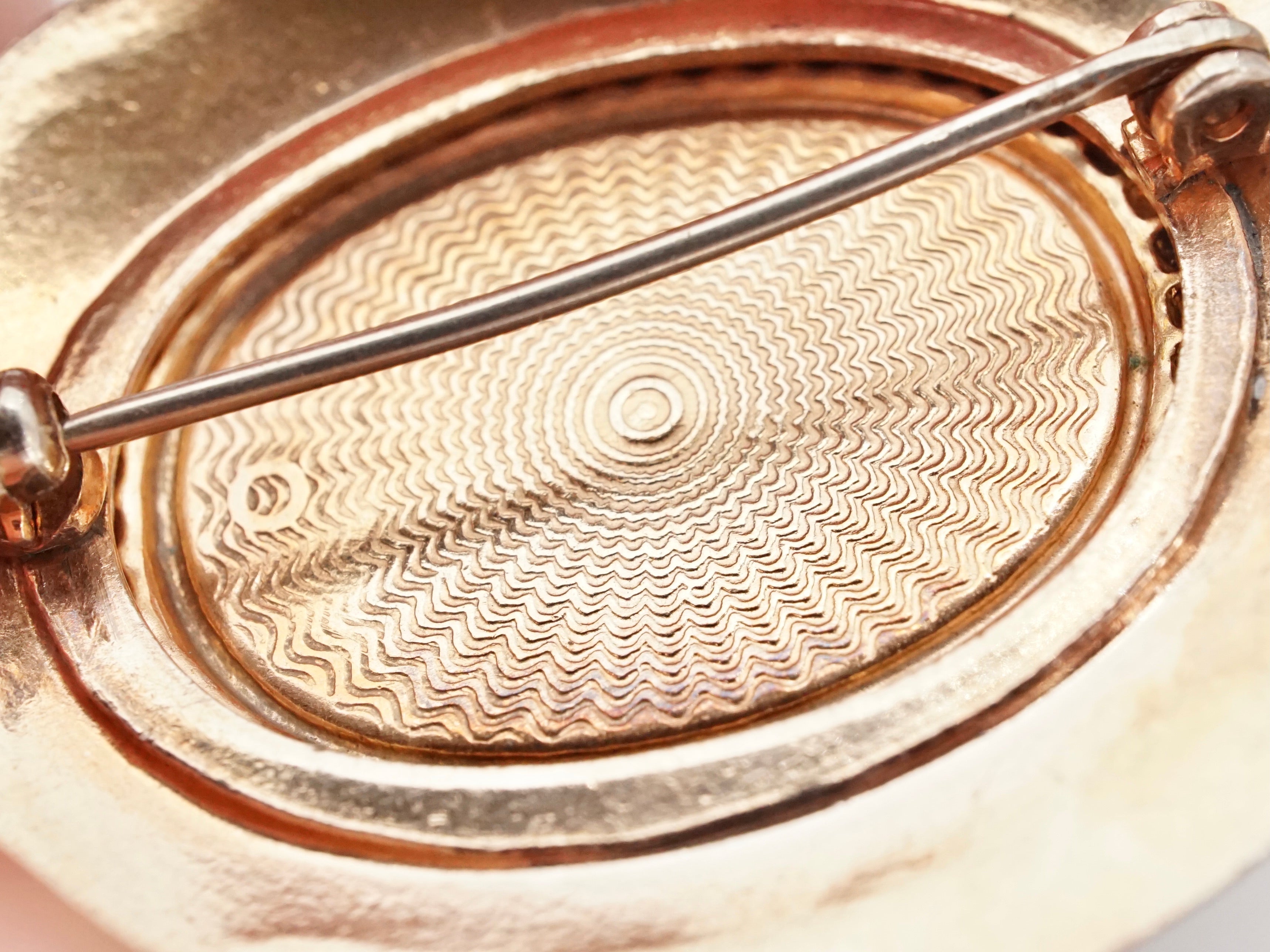 Antique Victorian gold filled and hand-painted guilloche enamel brooch