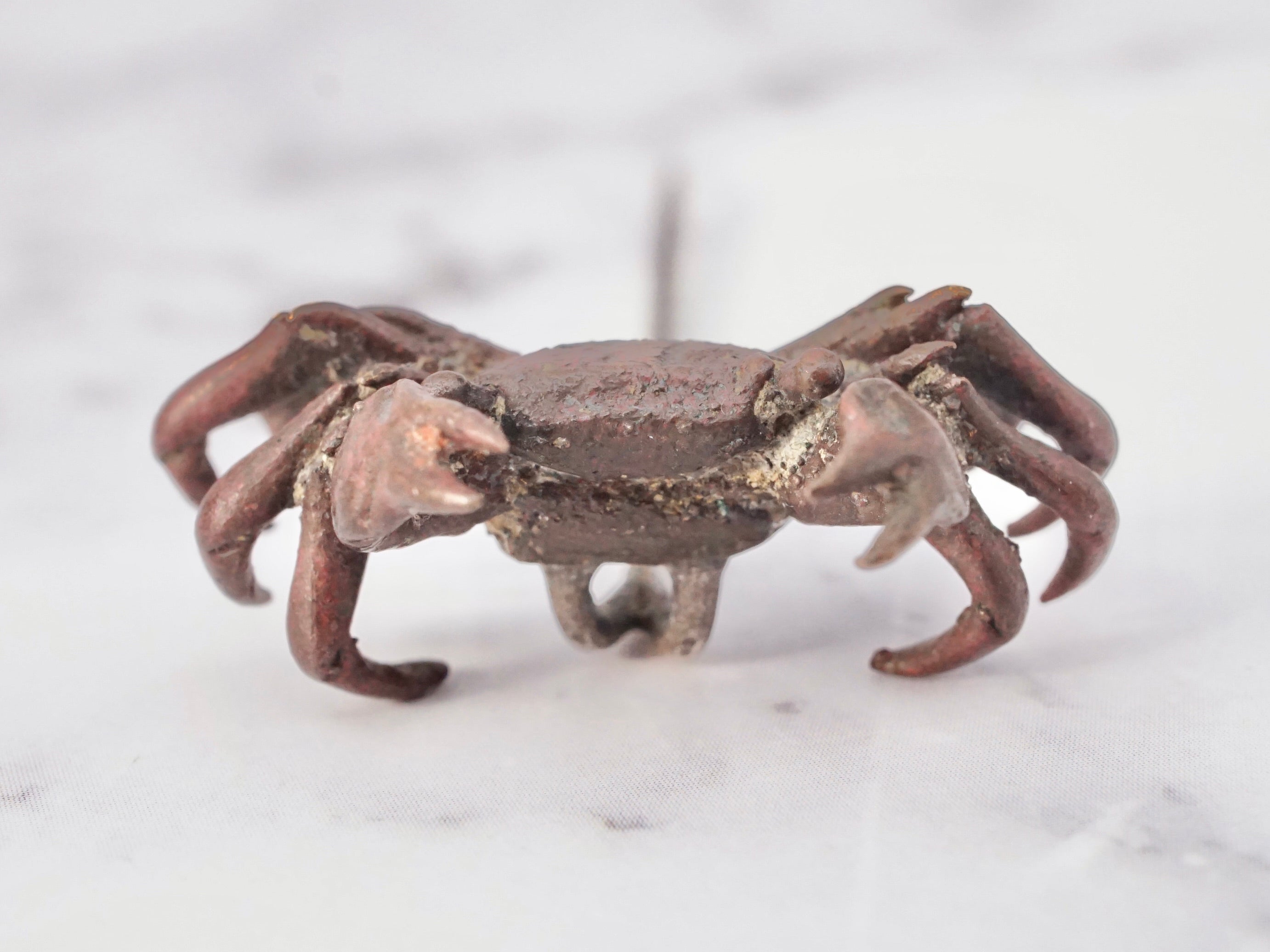 Vintage exceptional handmade cast bronze figural crab stick pin