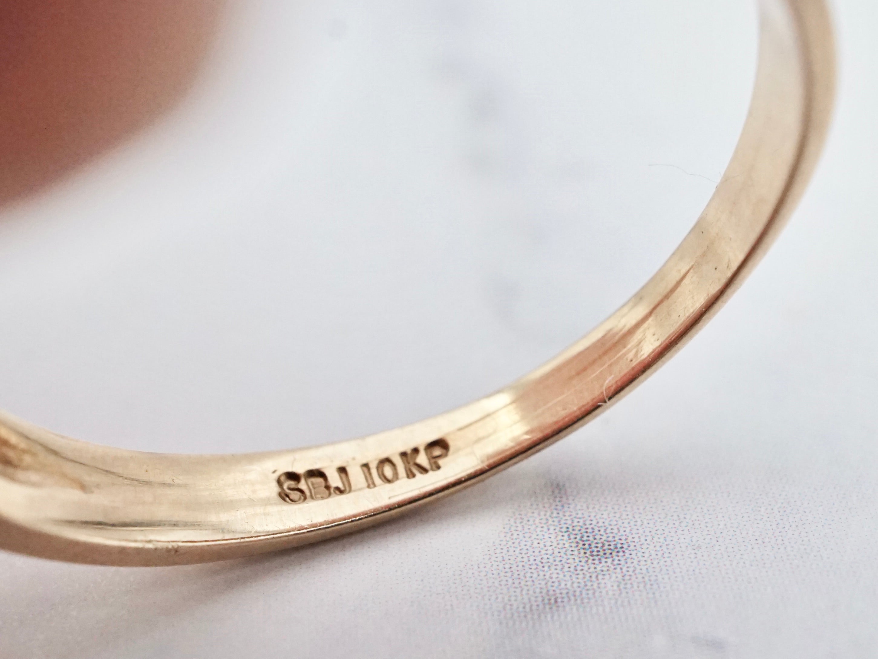 Retro 10k gold and marquise cut blue topaz ring, size 7