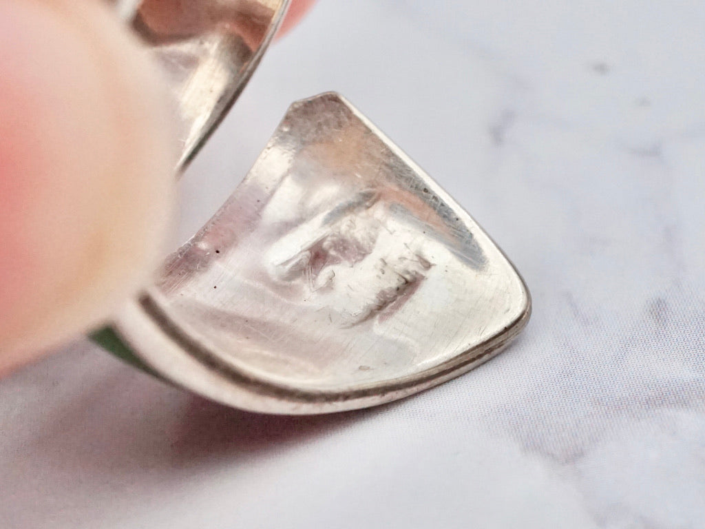 Vintage Zuni stone inlay sterling wrap ring, size 8