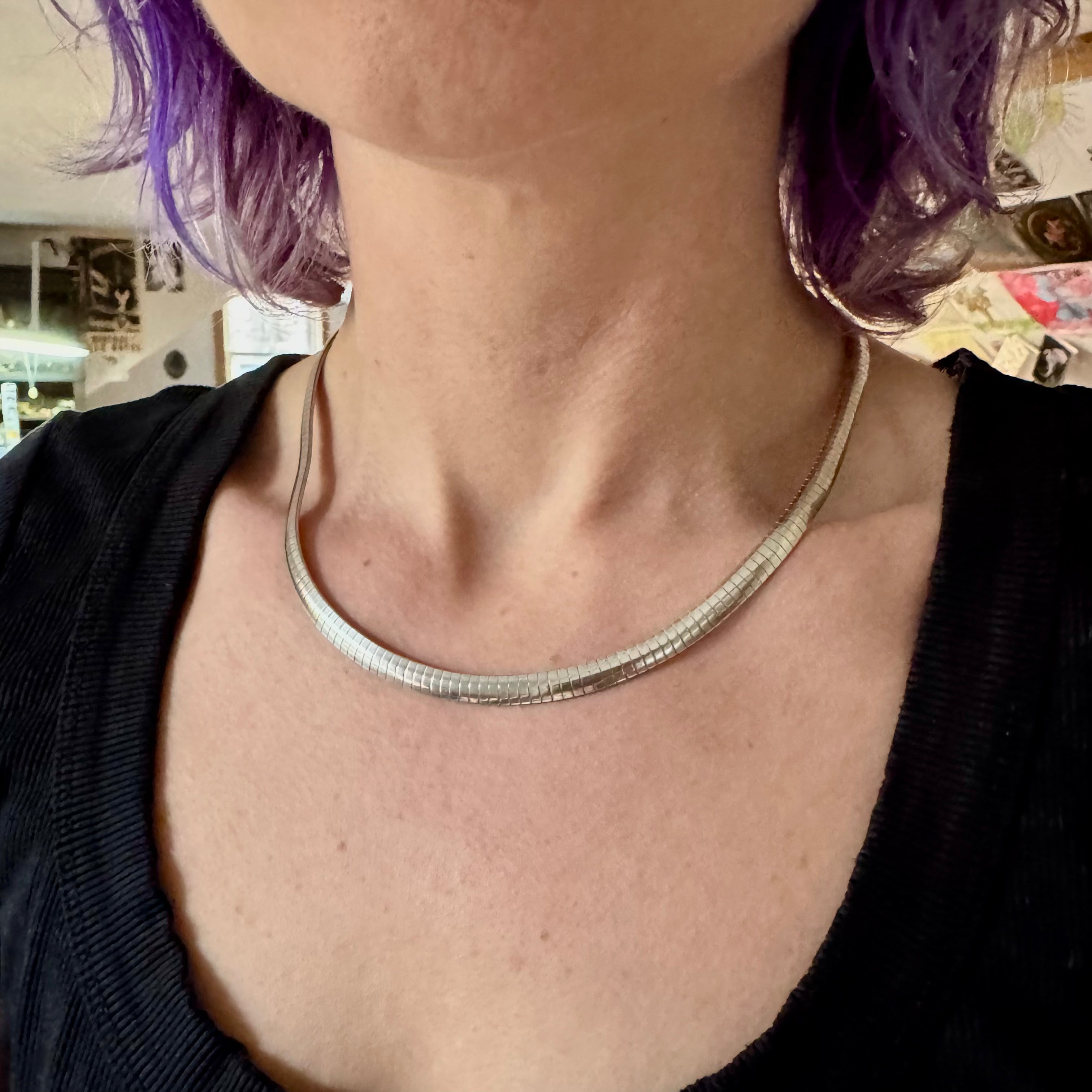 Vintage Milor Italian sterling 6mm omega chain, 18"