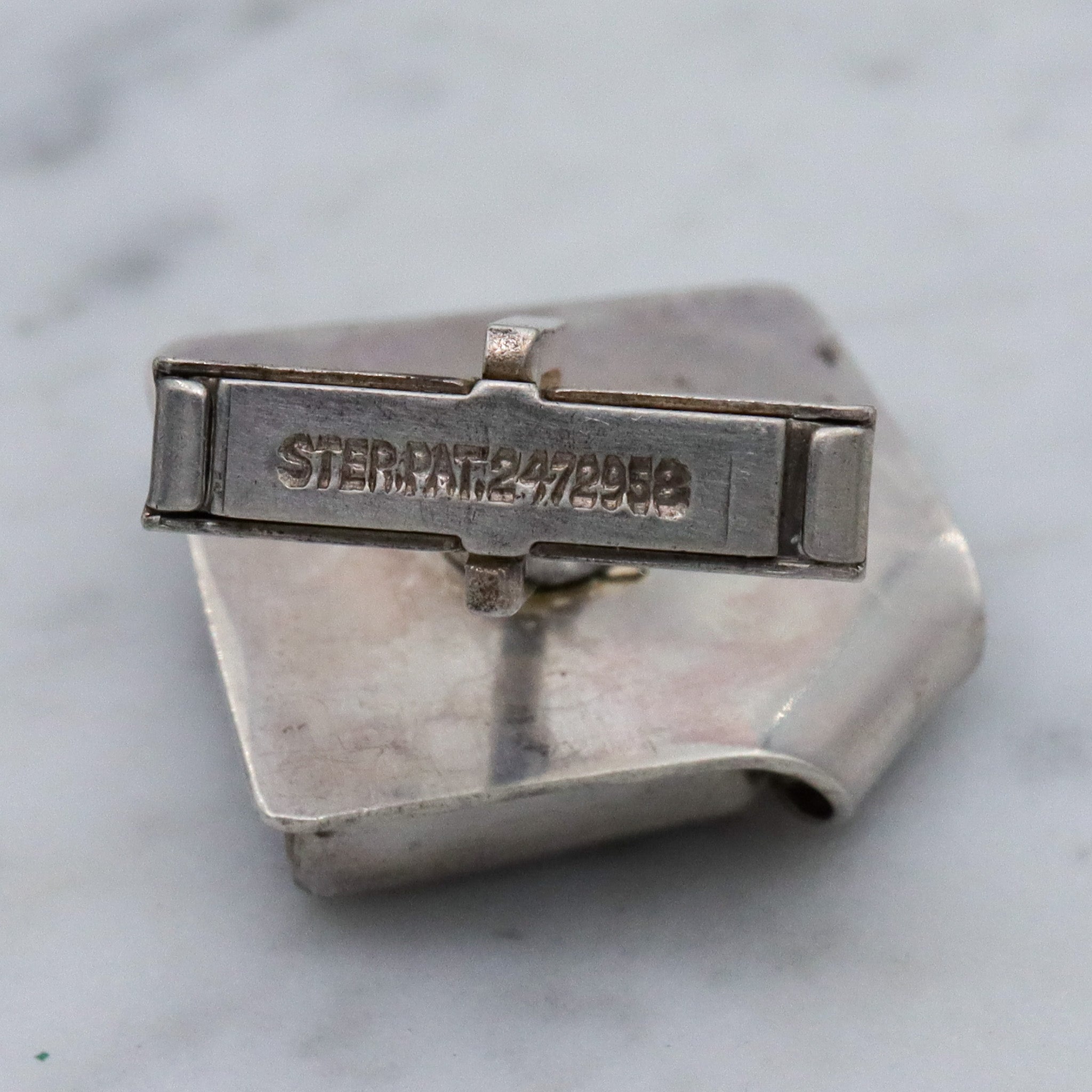 Antique native american sterling silver banded agate cuff links