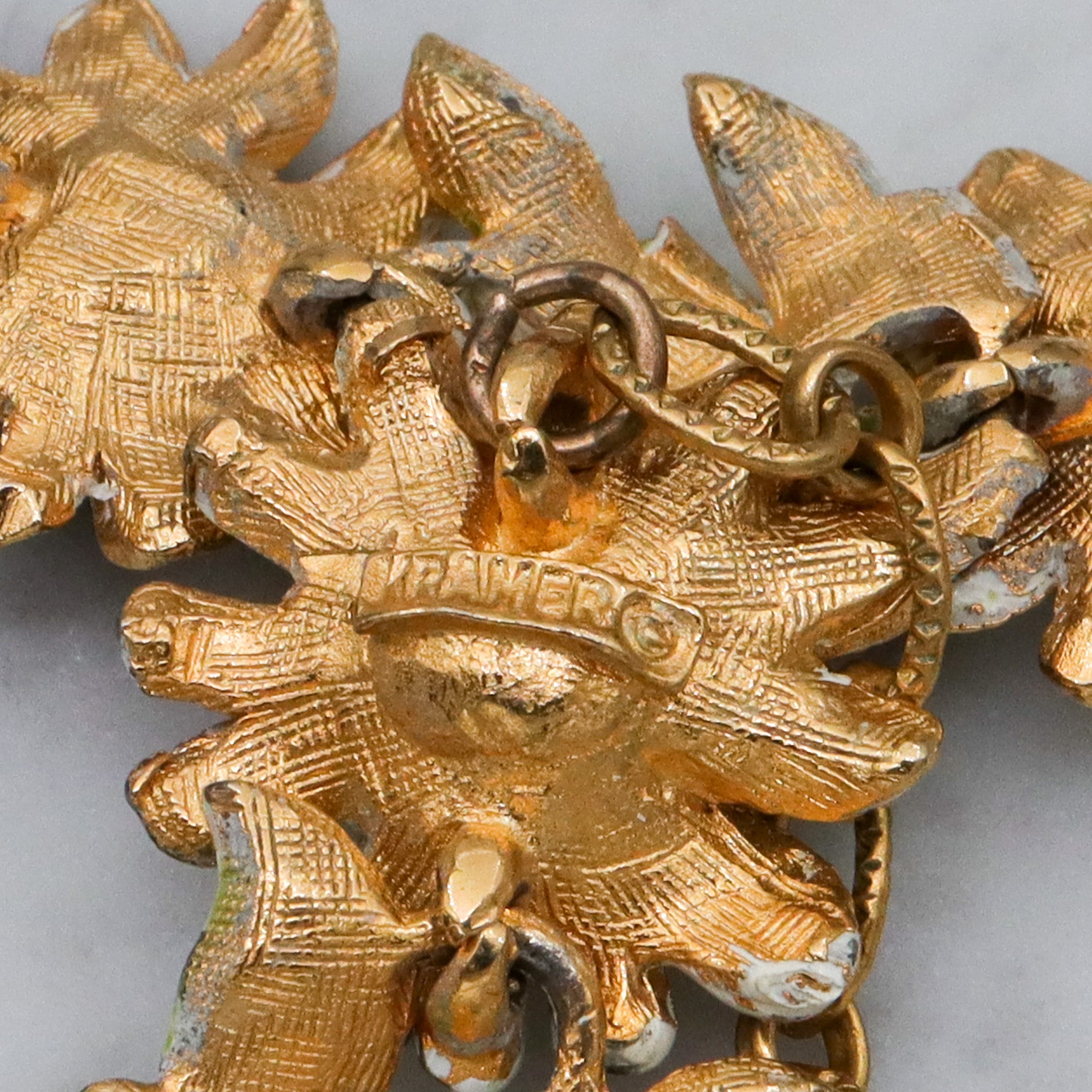 Vintage Kramer painted gold tone AB rhinestone flower necklace