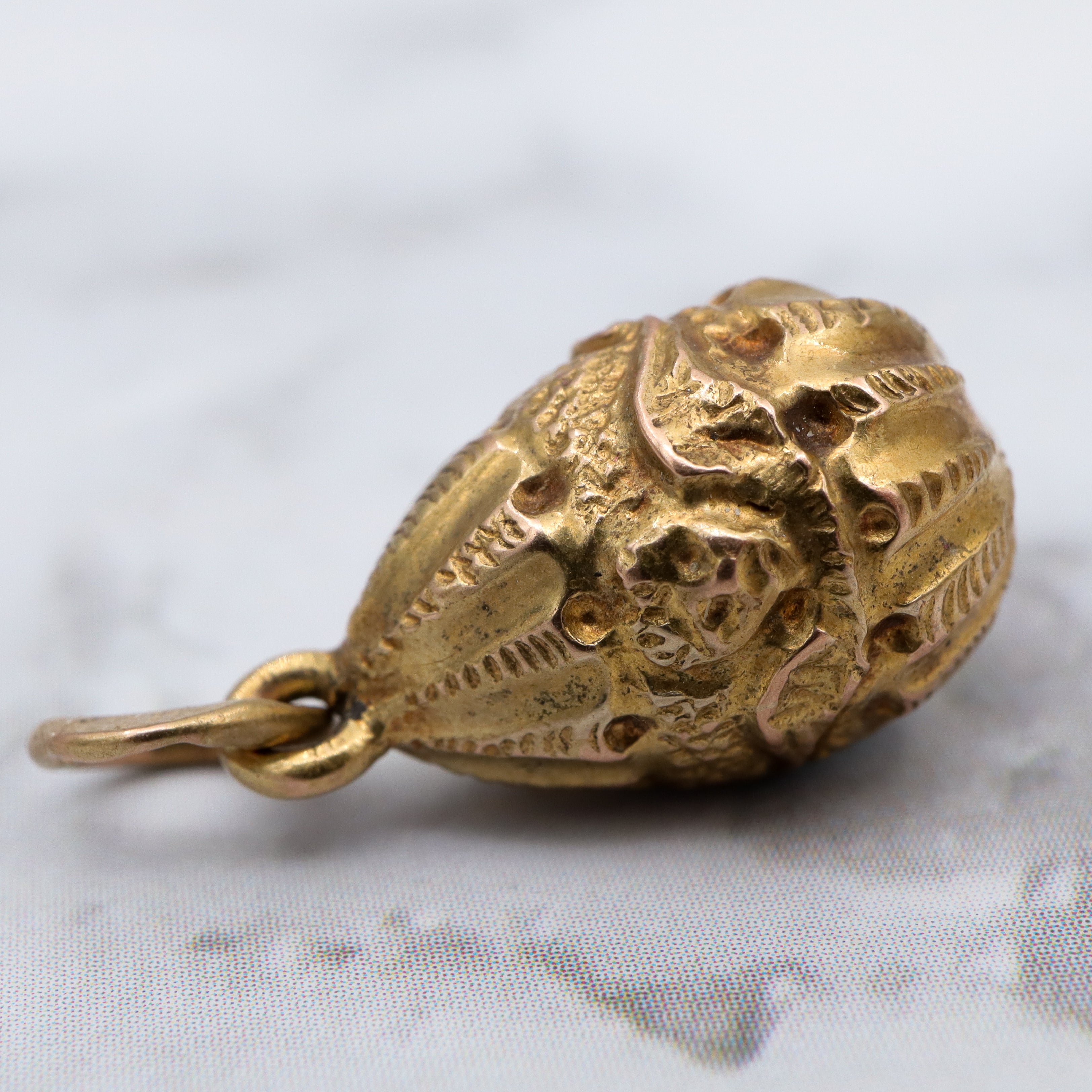 Antique Victorian Russian 14k gold & black opal triplet egg pendant