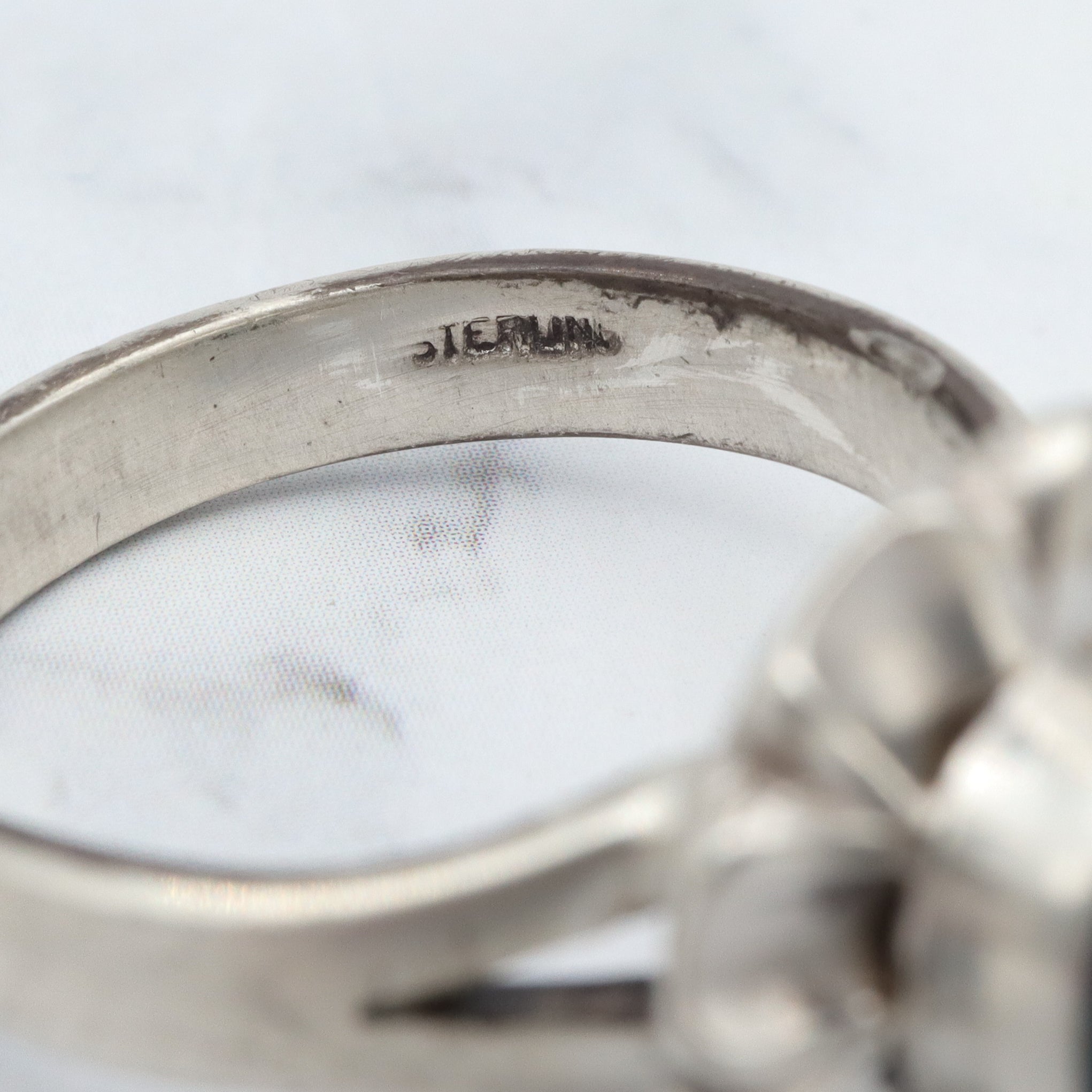 Vintage Modern sterling & black opal triplet ring, sz 8