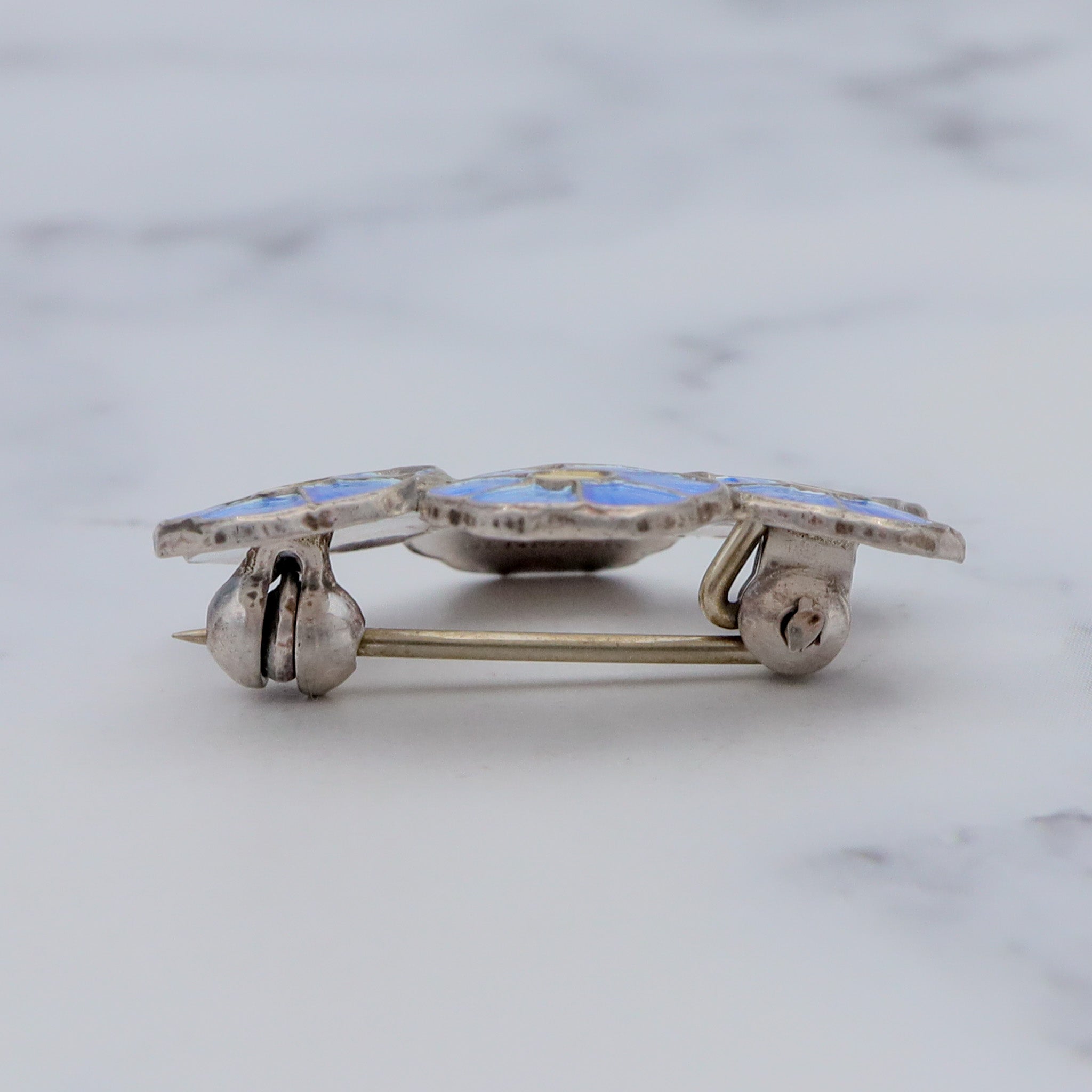 Vintage Mid Century Volmer Bahner Denmark sterling guilloche enamel brooch