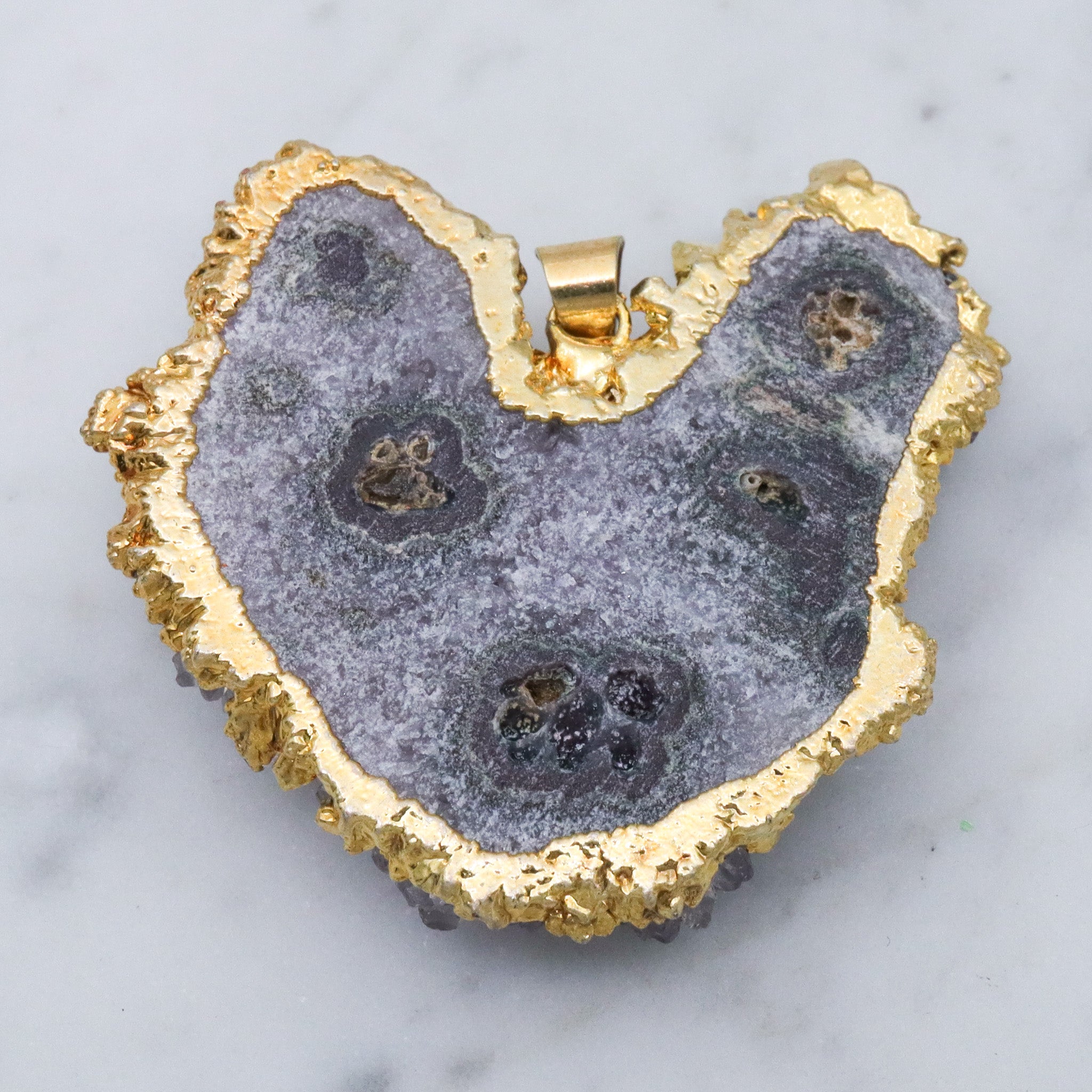 Vintage raw iolite crystal pendant