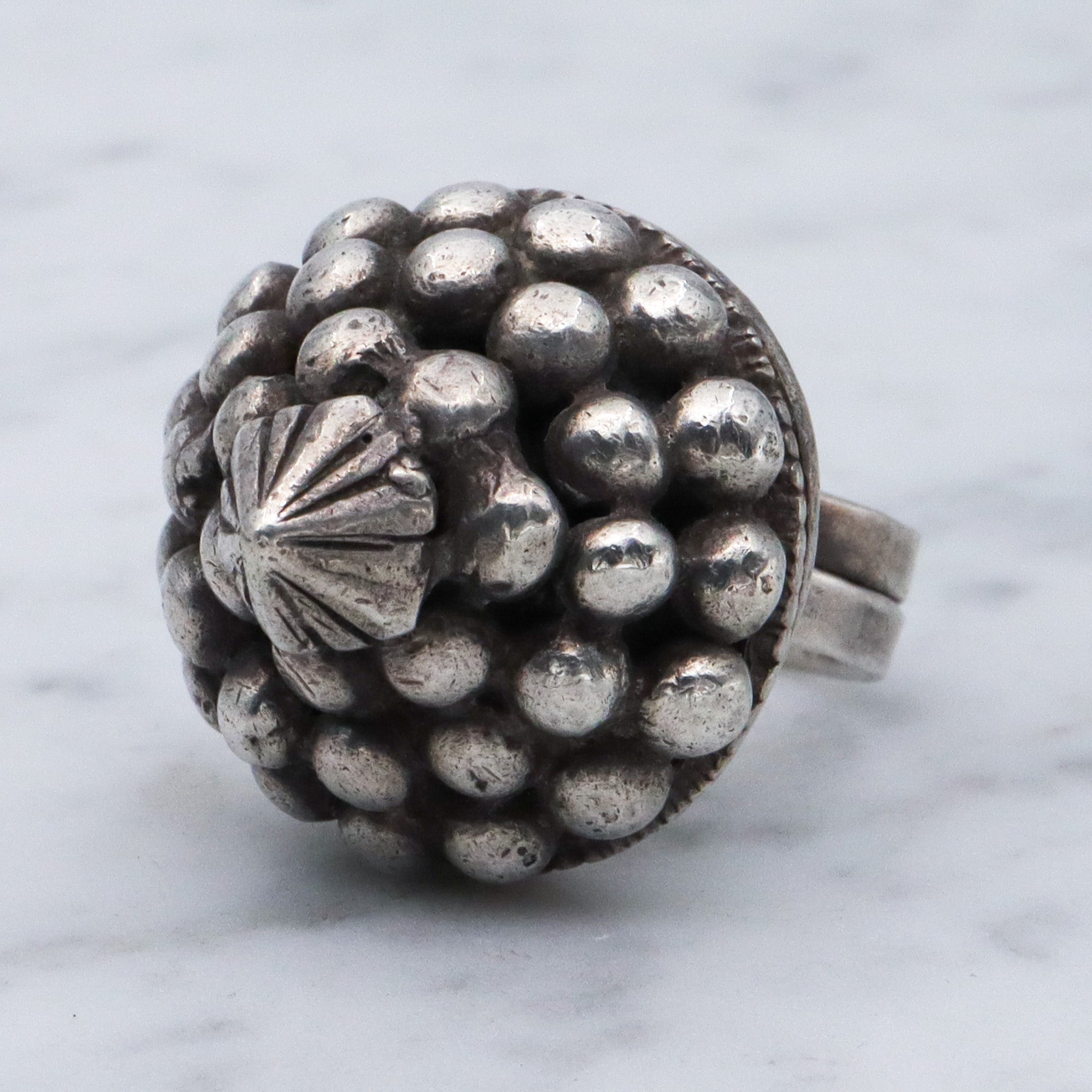 Massive Vintage tribal silver dome ring, sz 8.5