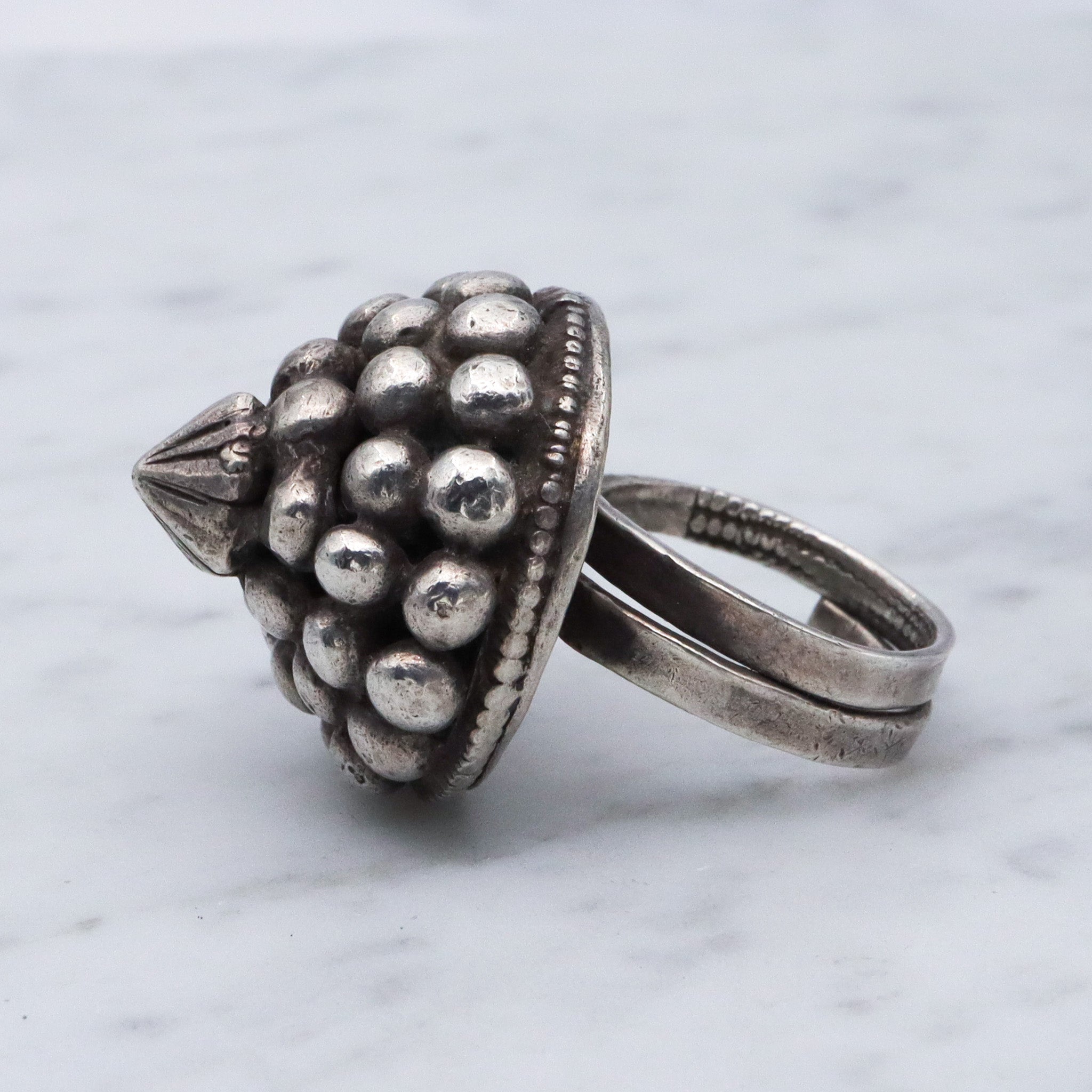 Massive Vintage tribal silver dome ring, sz 8.5