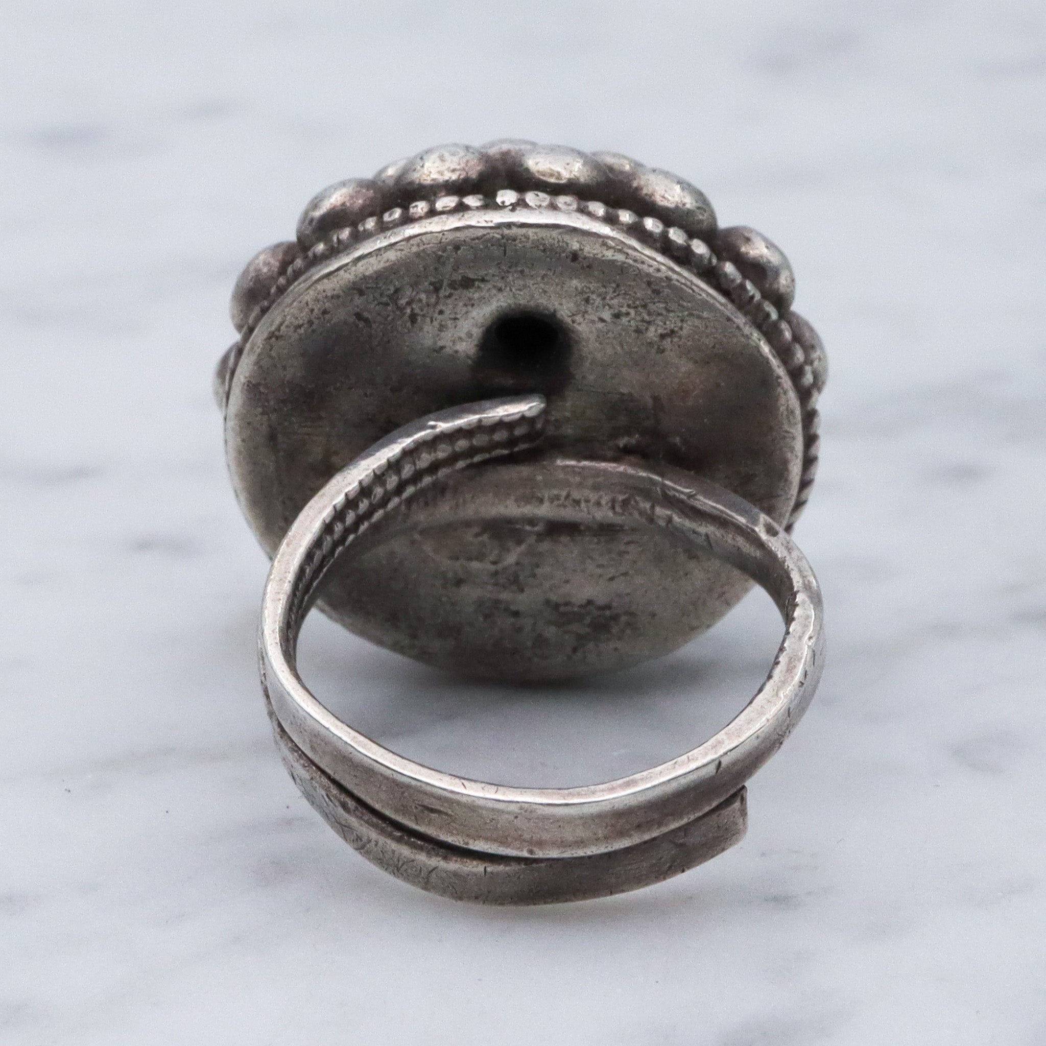 Massive Vintage tribal silver dome ring, sz 8.5