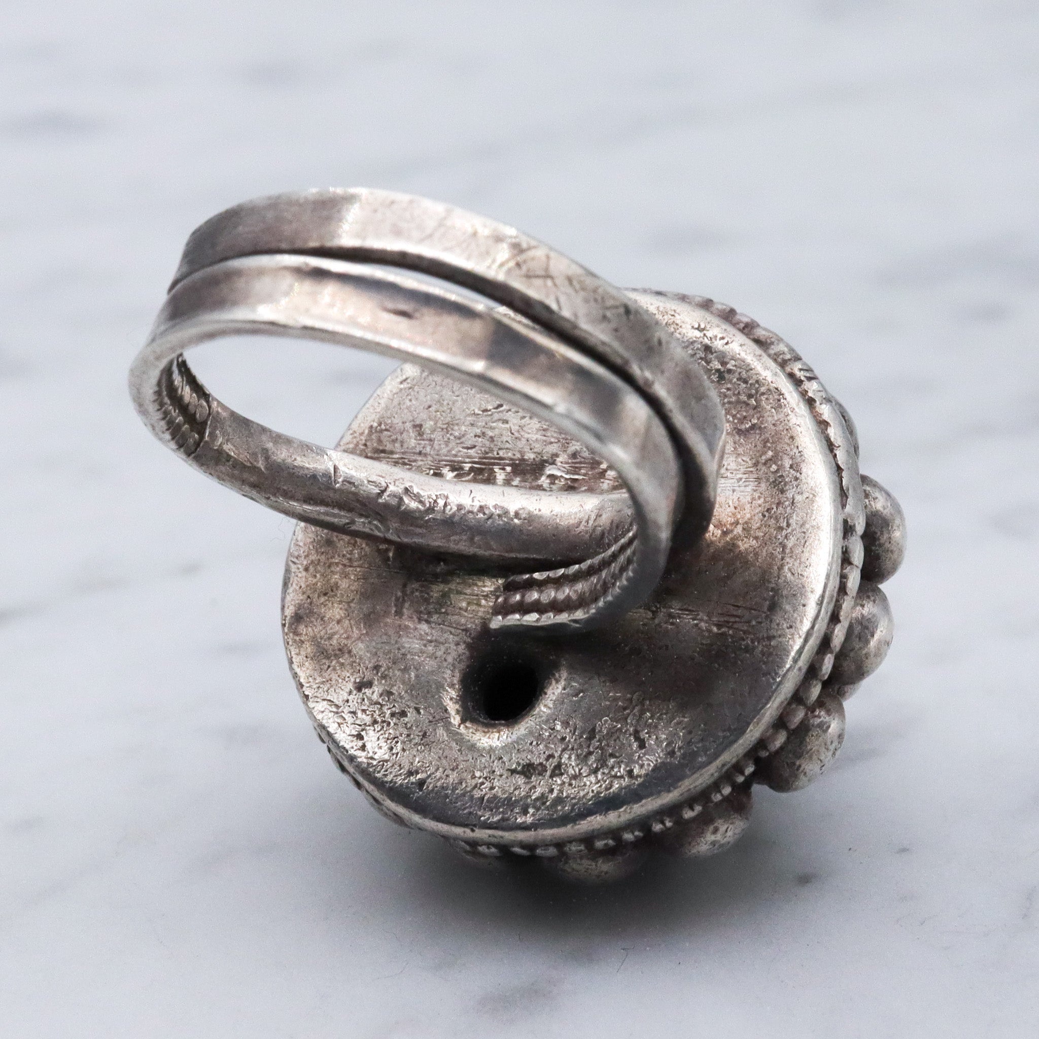 Massive Vintage tribal silver dome ring, sz 8.5