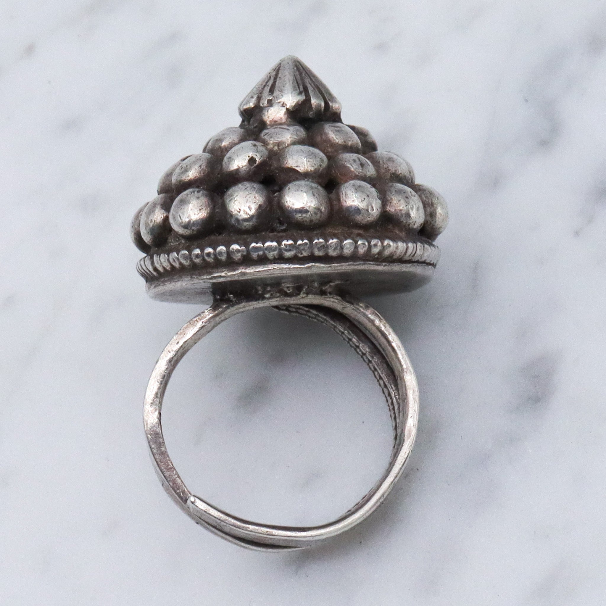 Massive Vintage tribal silver dome ring, sz 8.5
