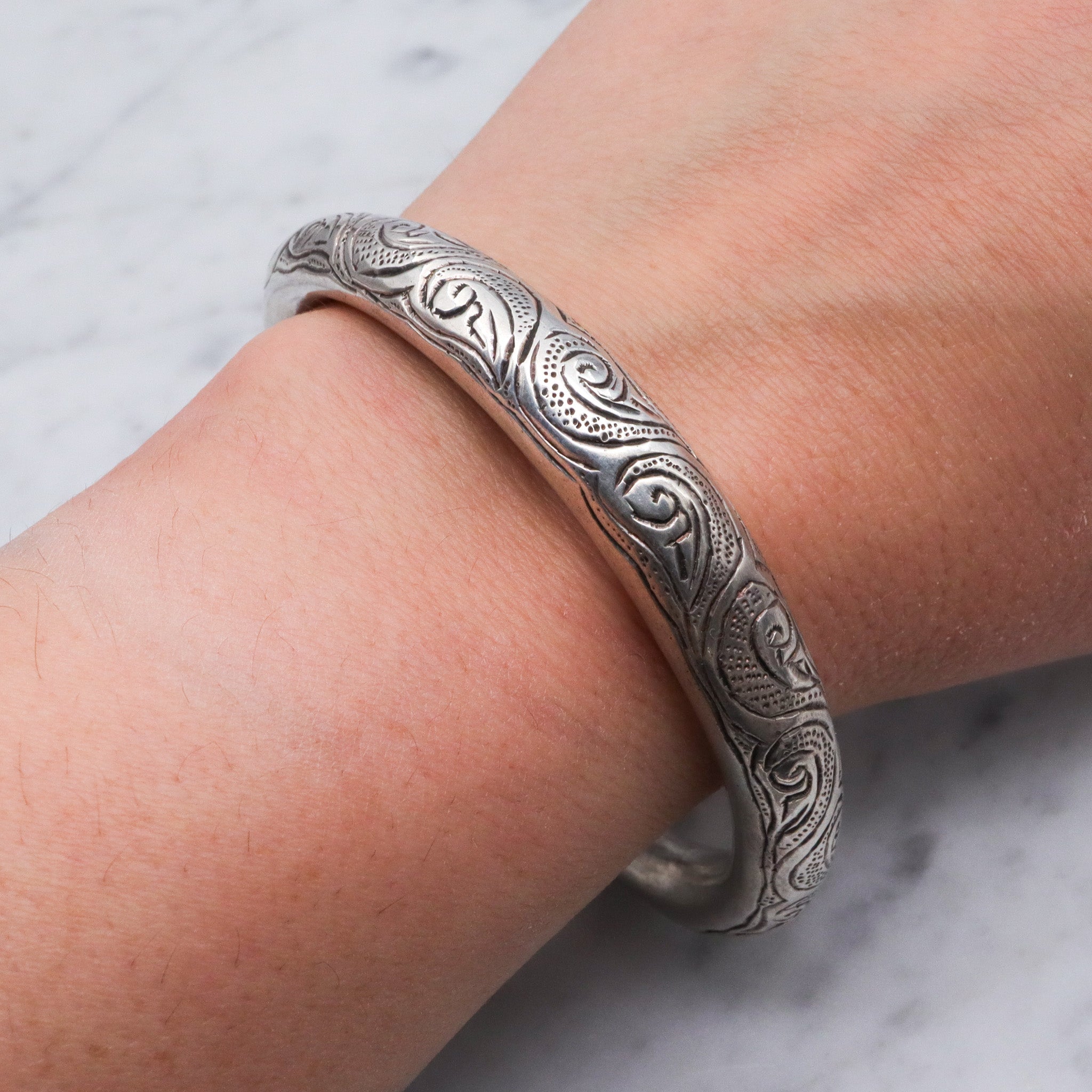 Antique Egyptian silver tribal torque bracelet