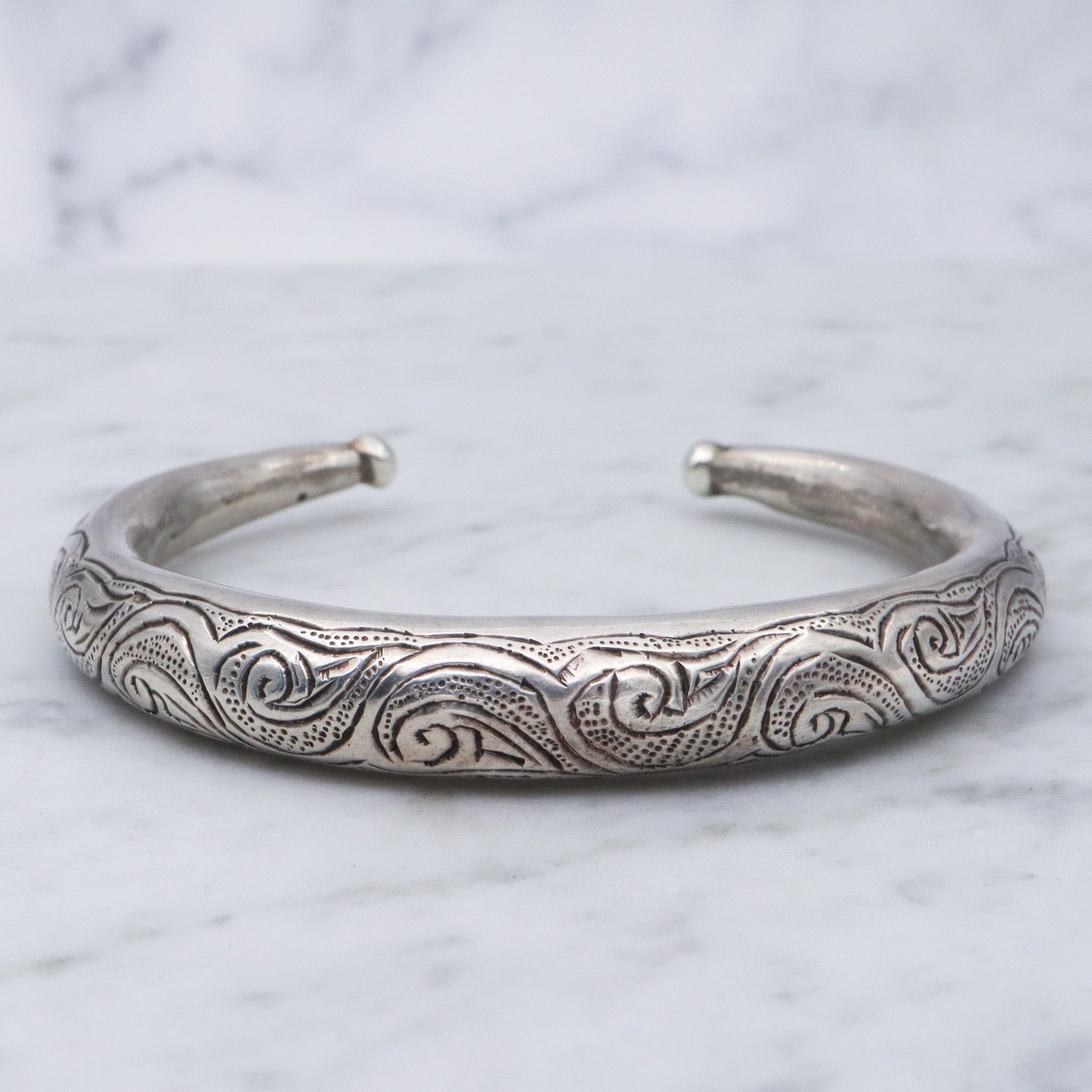 Antique Egyptian silver tribal torque bracelet