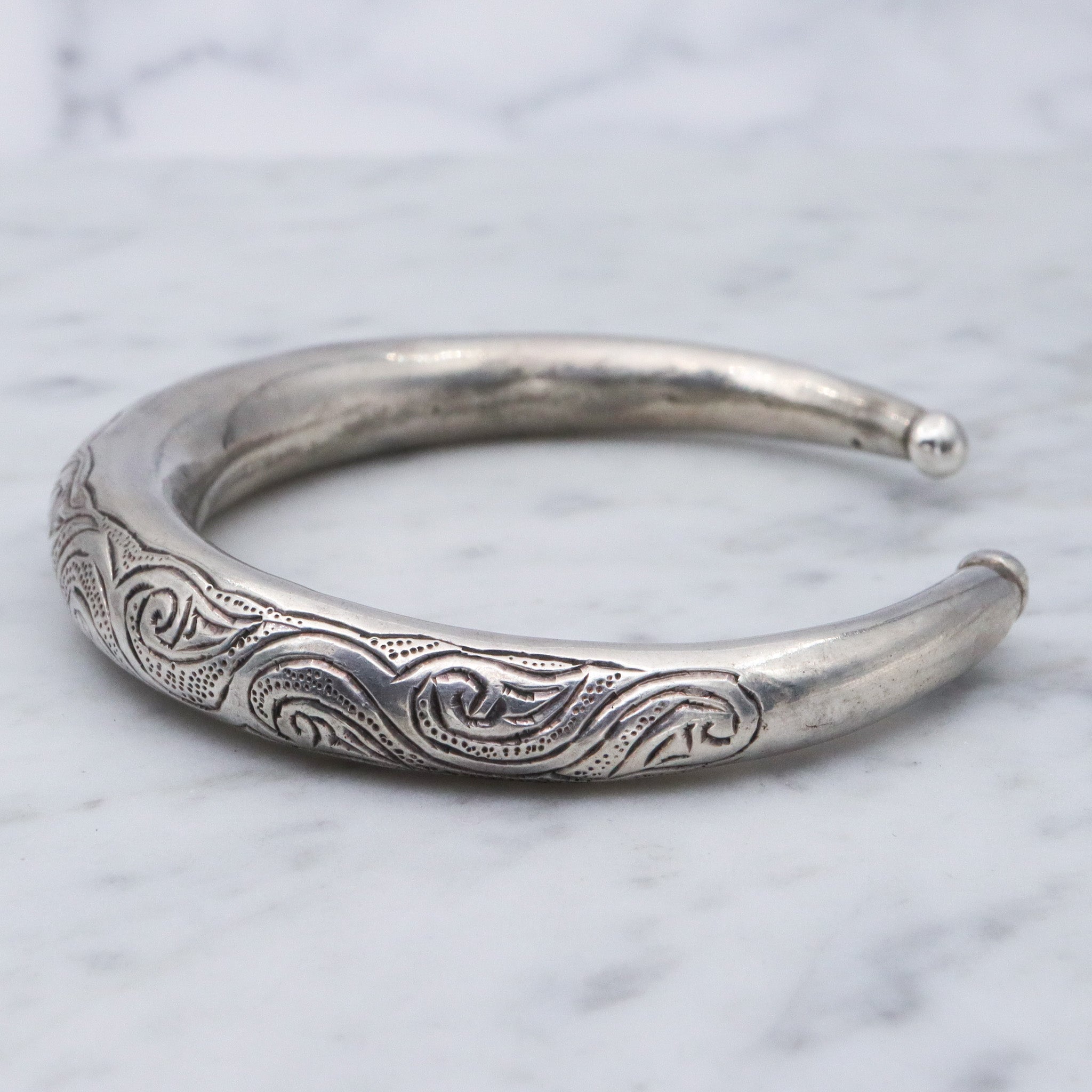 Antique Egyptian silver tribal torque bracelet