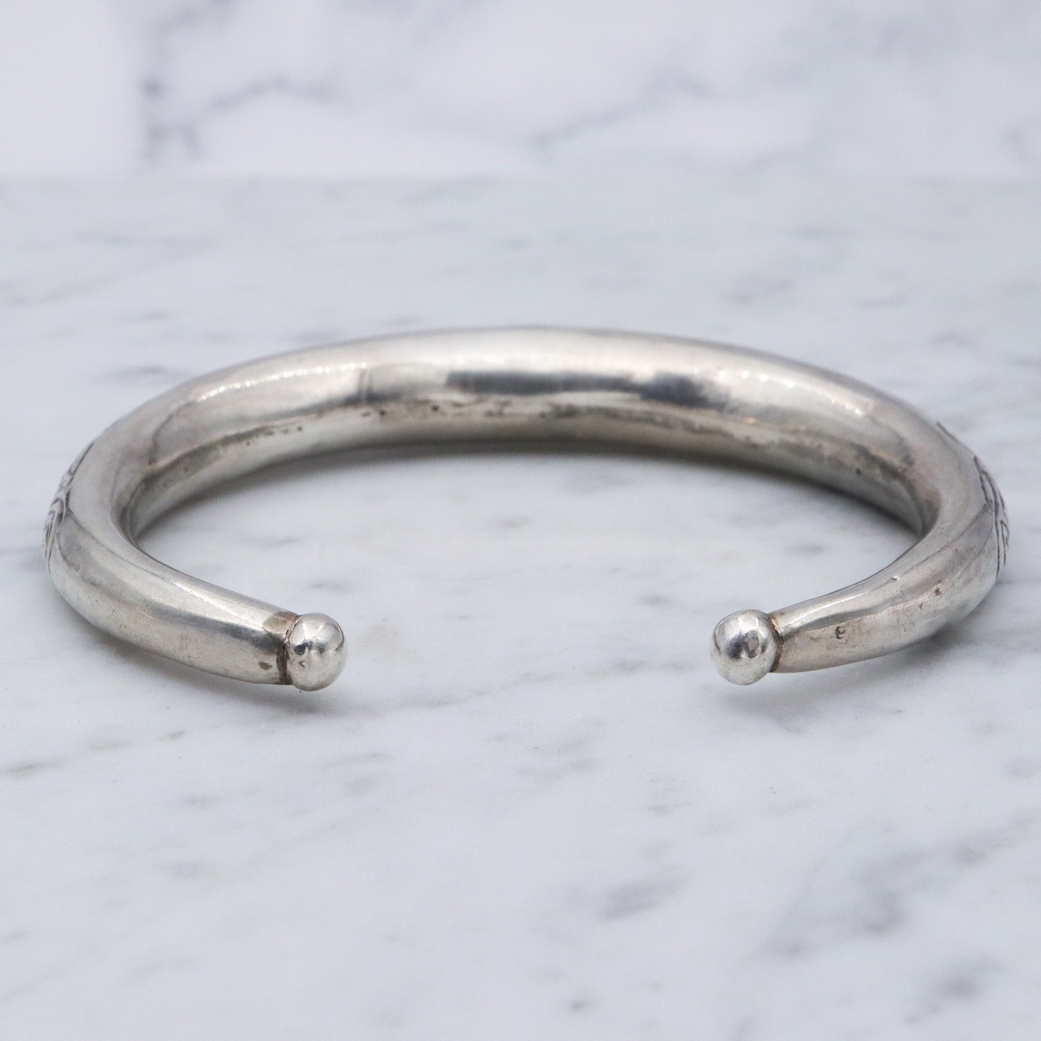 Antique Egyptian silver tribal torque bracelet