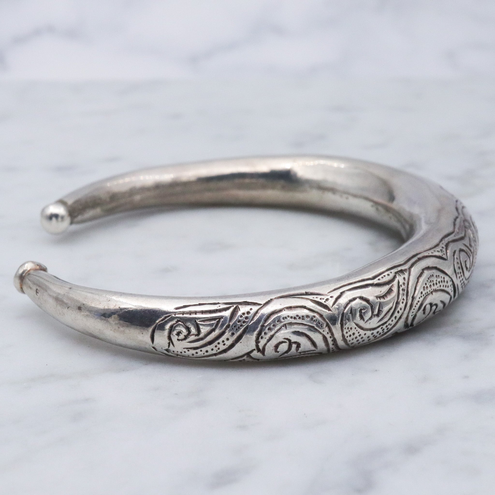 Antique Egyptian silver tribal torque bracelet
