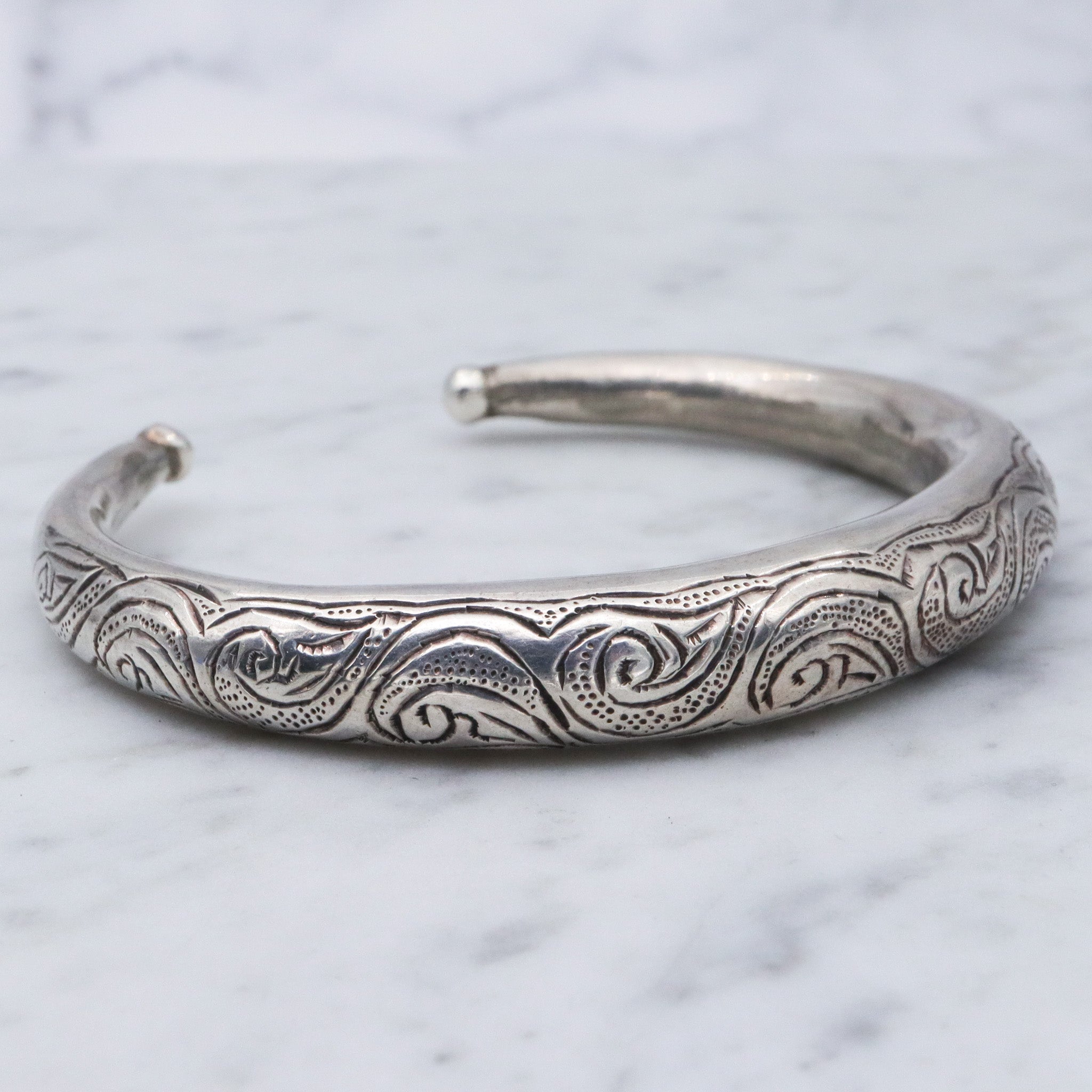 Antique Egyptian silver tribal torque bracelet
