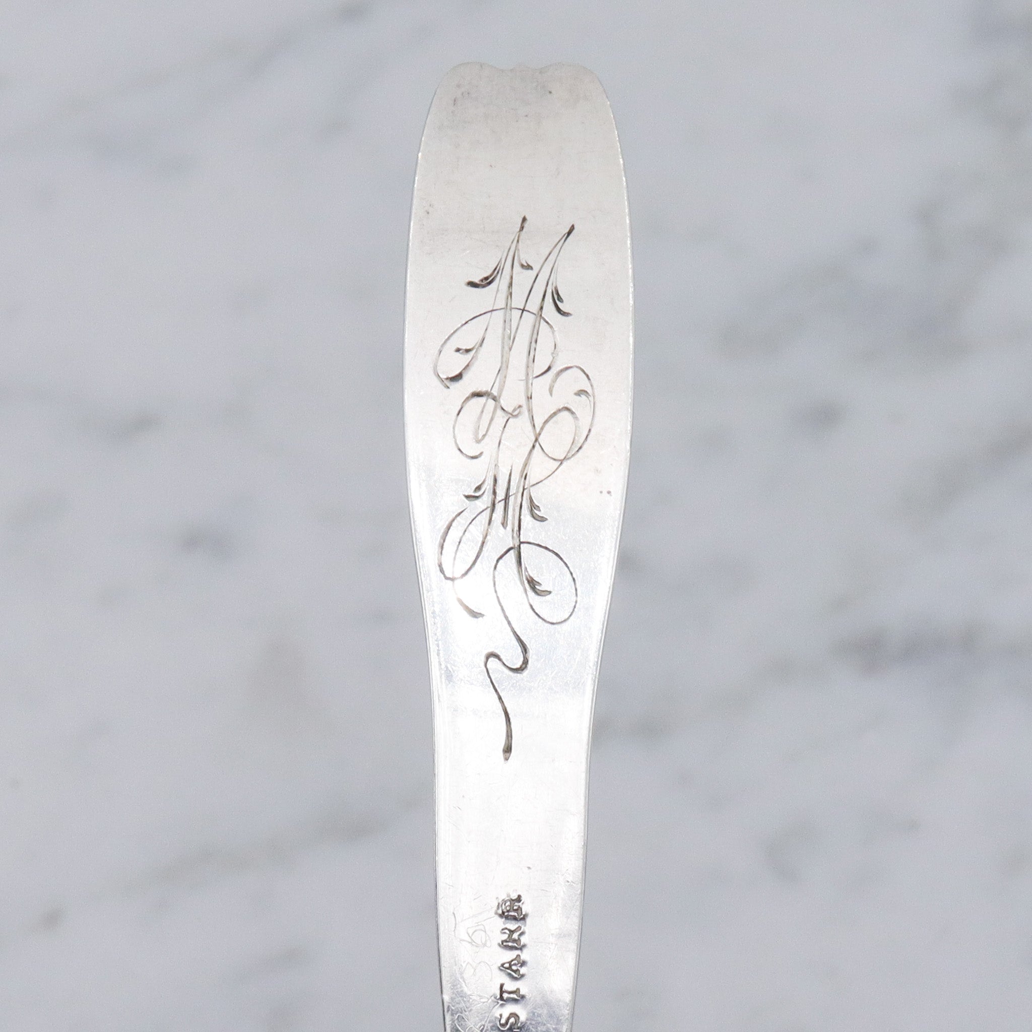 Antique Whiting partridgeberry demi gold wash monogrammed spoon