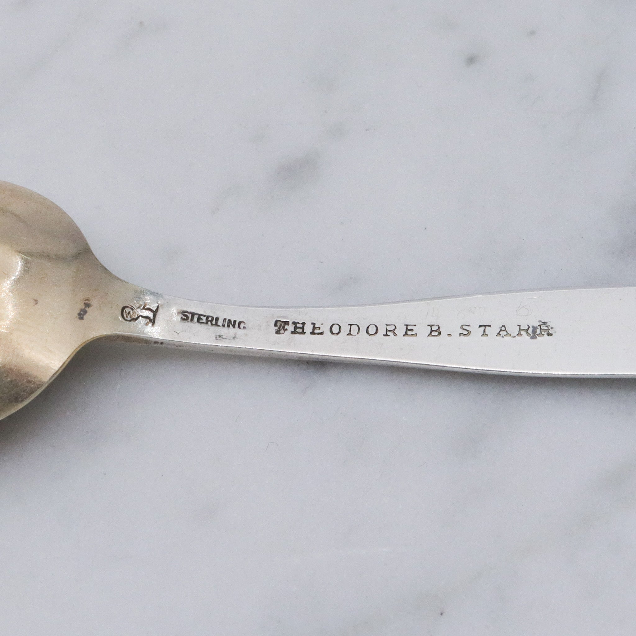 Antique Whiting partridgeberry demi gold wash monogrammed spoon