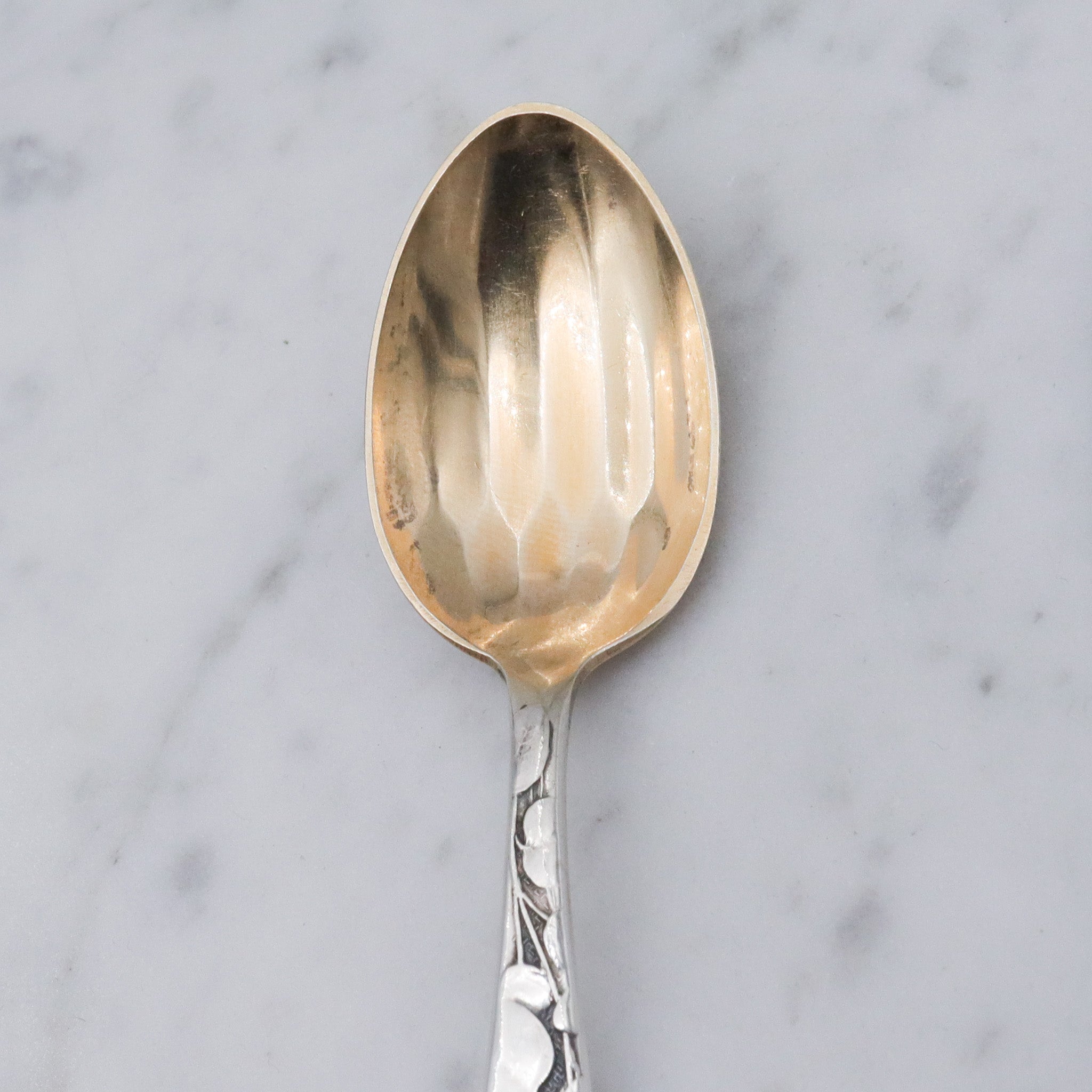 Antique Whiting partridgeberry demi gold wash monogrammed spoon