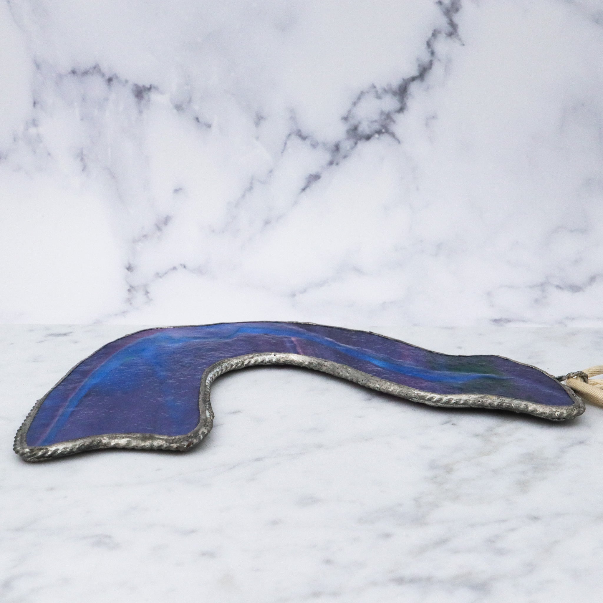 Mid Century studio artisan slag glass pendant necklace and earrings set