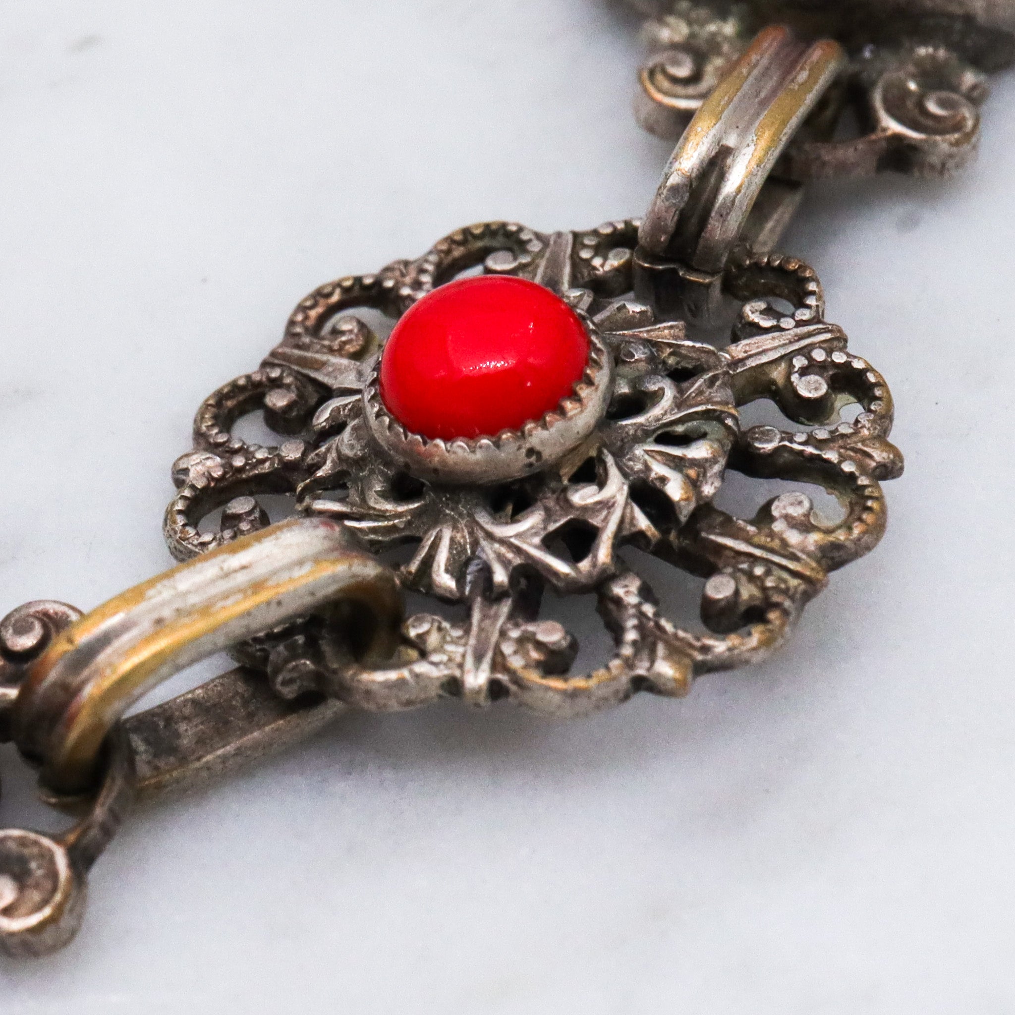 Vintage 1950s Italian micro mosaic red link bracelet