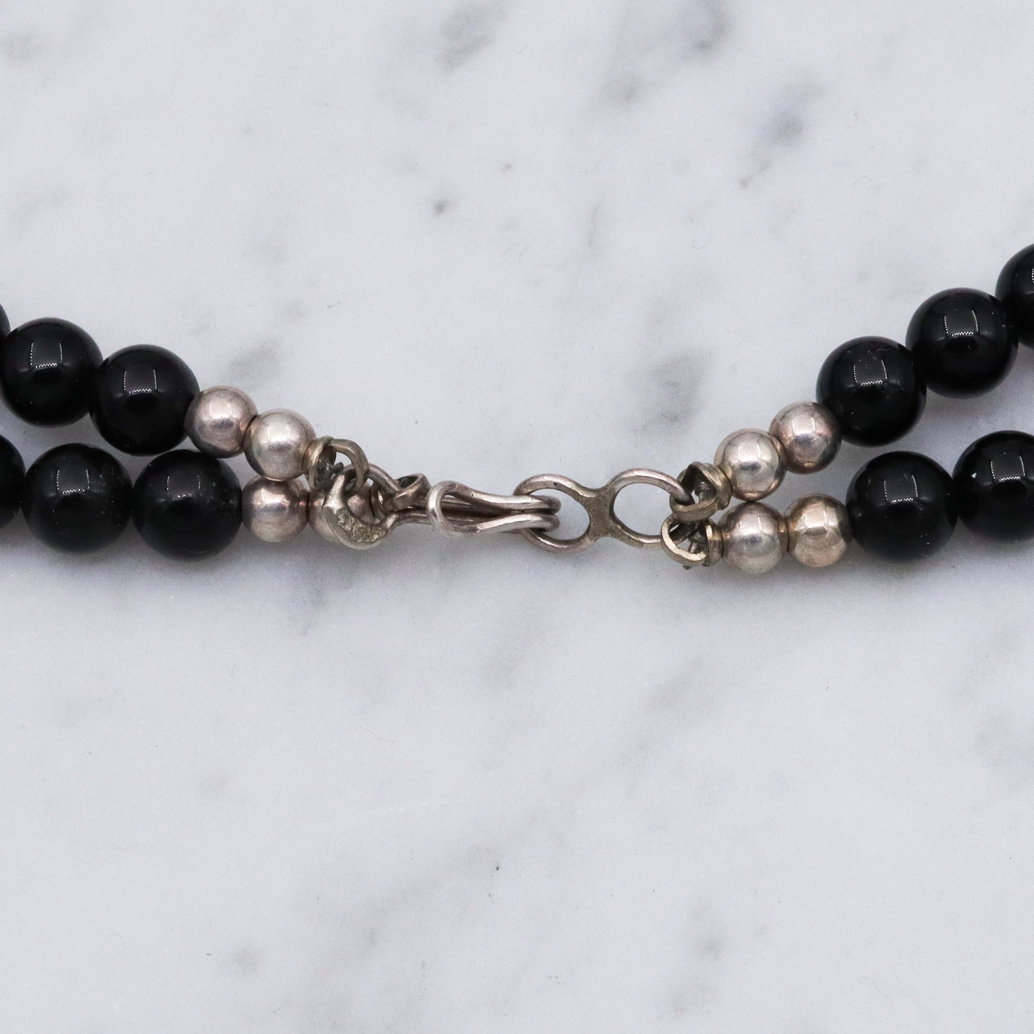 Vintage Modernist artist D. McAfee sterling silver onyx signed necklace