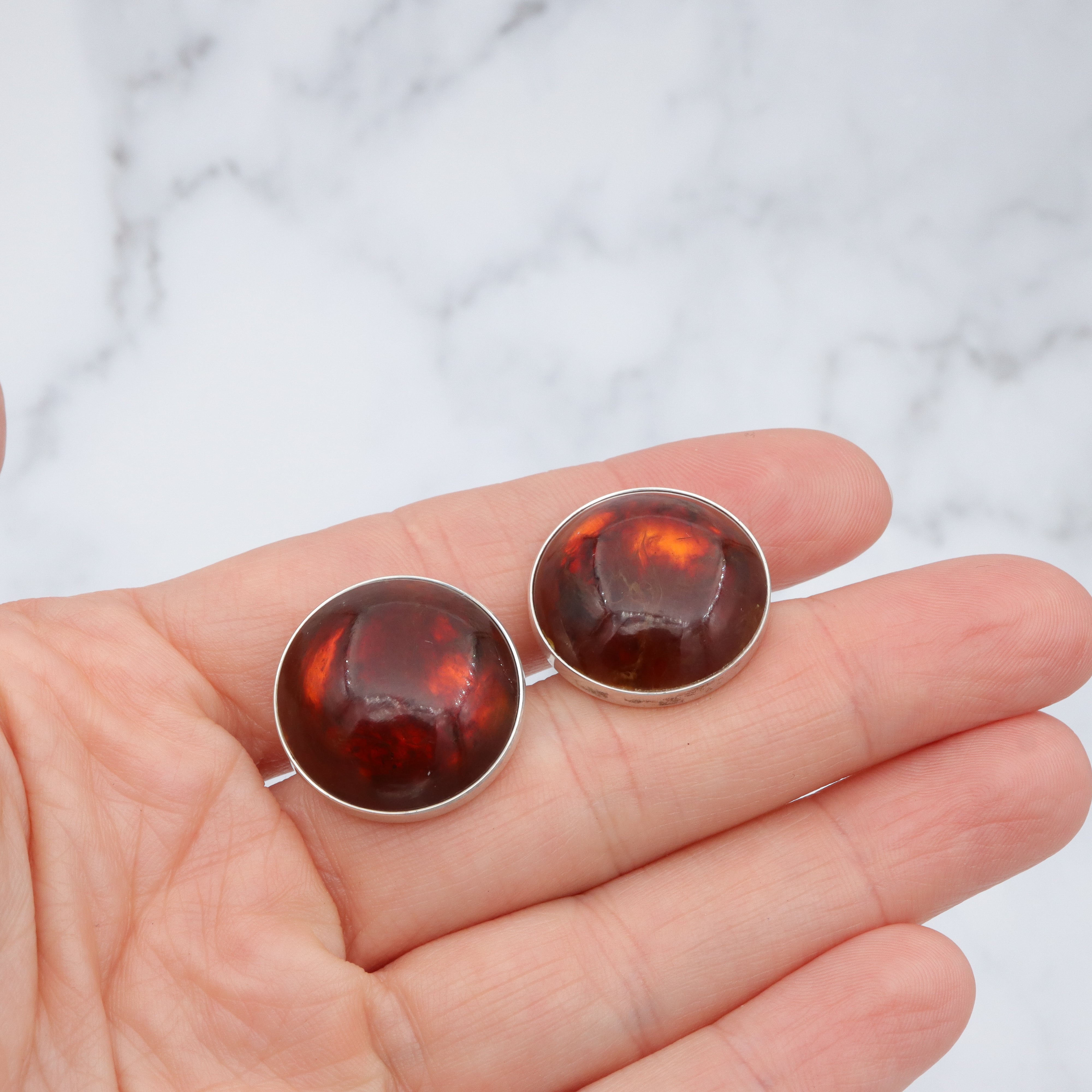 Antique Danish Modern N.E. From sterling & amber cufflinks